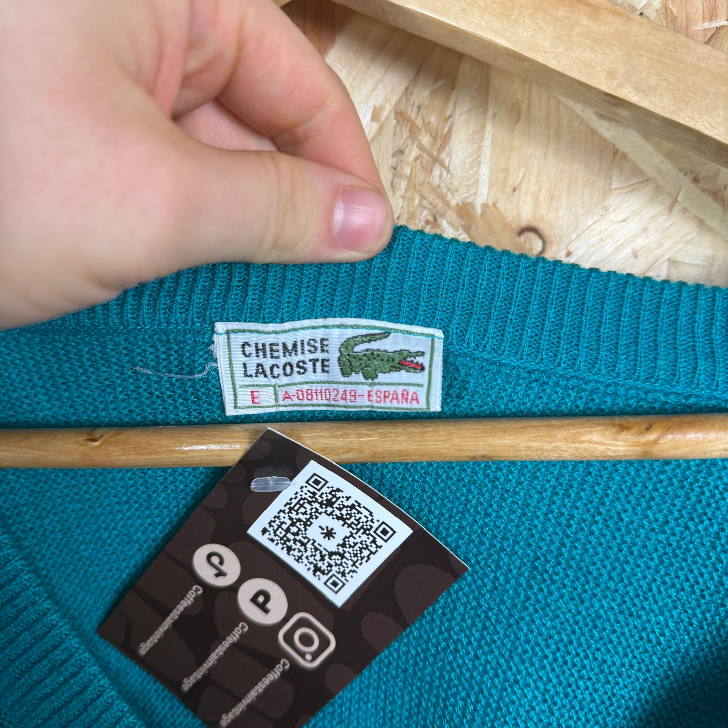 Vintage Lacoste Green V neck jumper 90s XL