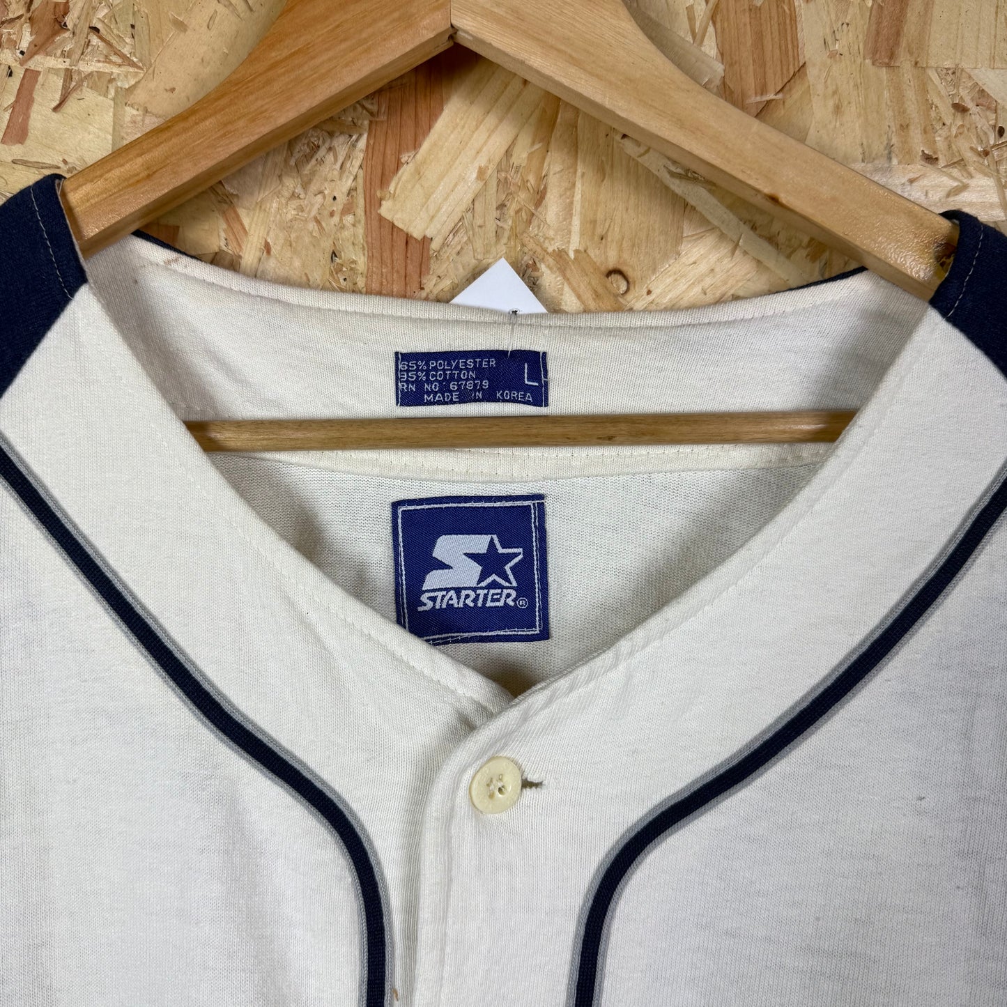 Georgetown Hoyas starter Baseball Jersey Large white navy 90s