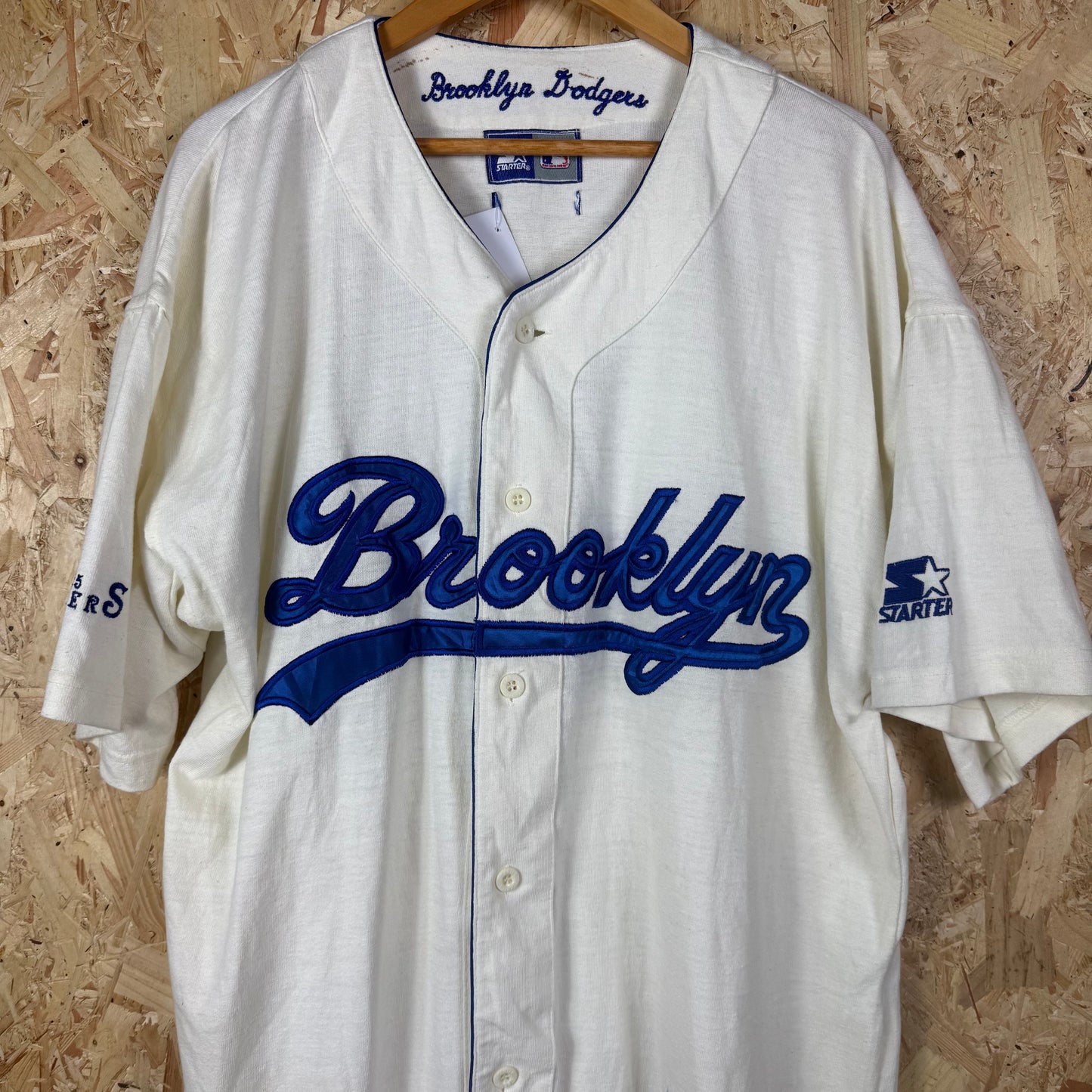 Brooklyn dodgers starter Baseball Jersey Large white blue 90s
