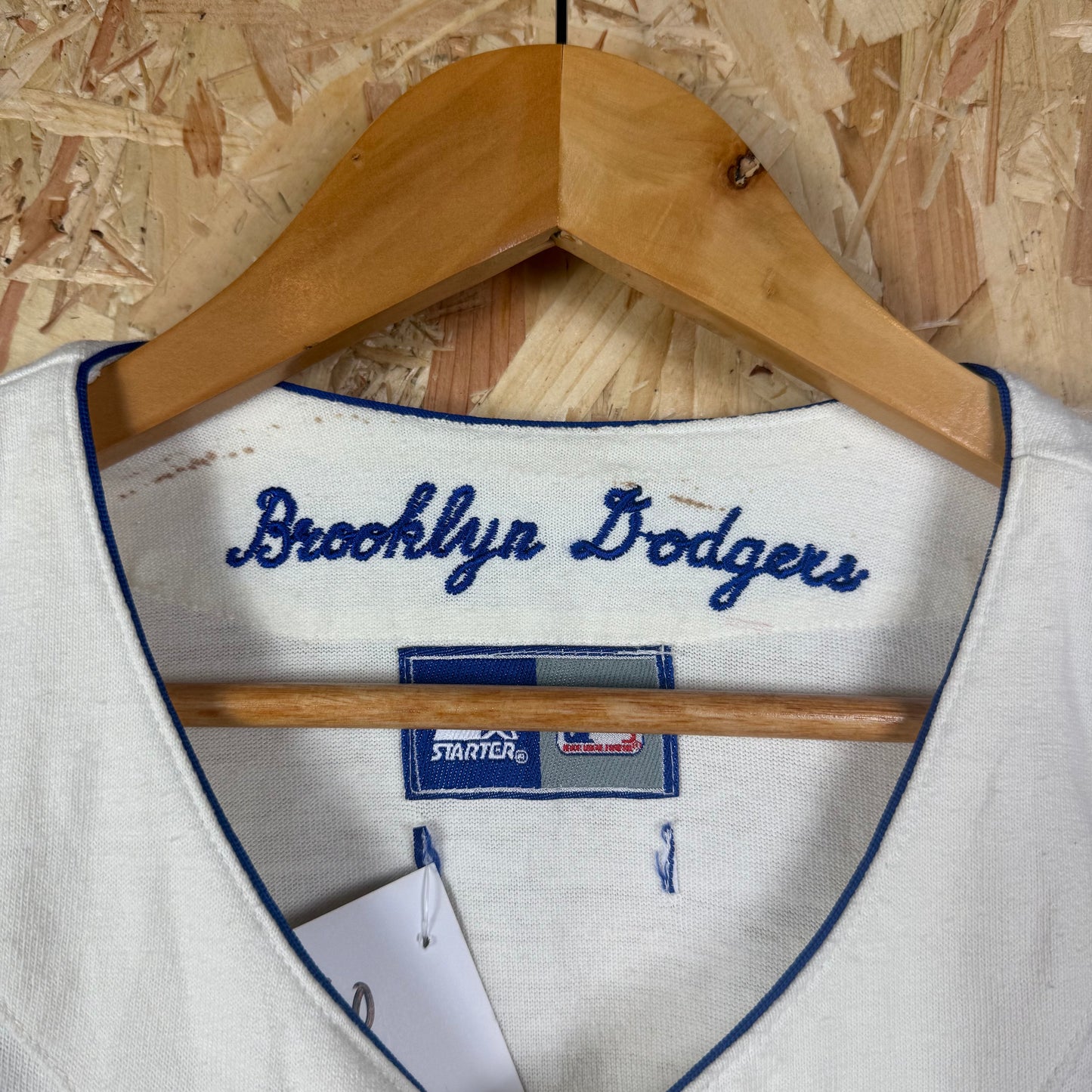 Brooklyn dodgers starter Baseball Jersey Large white blue 90s