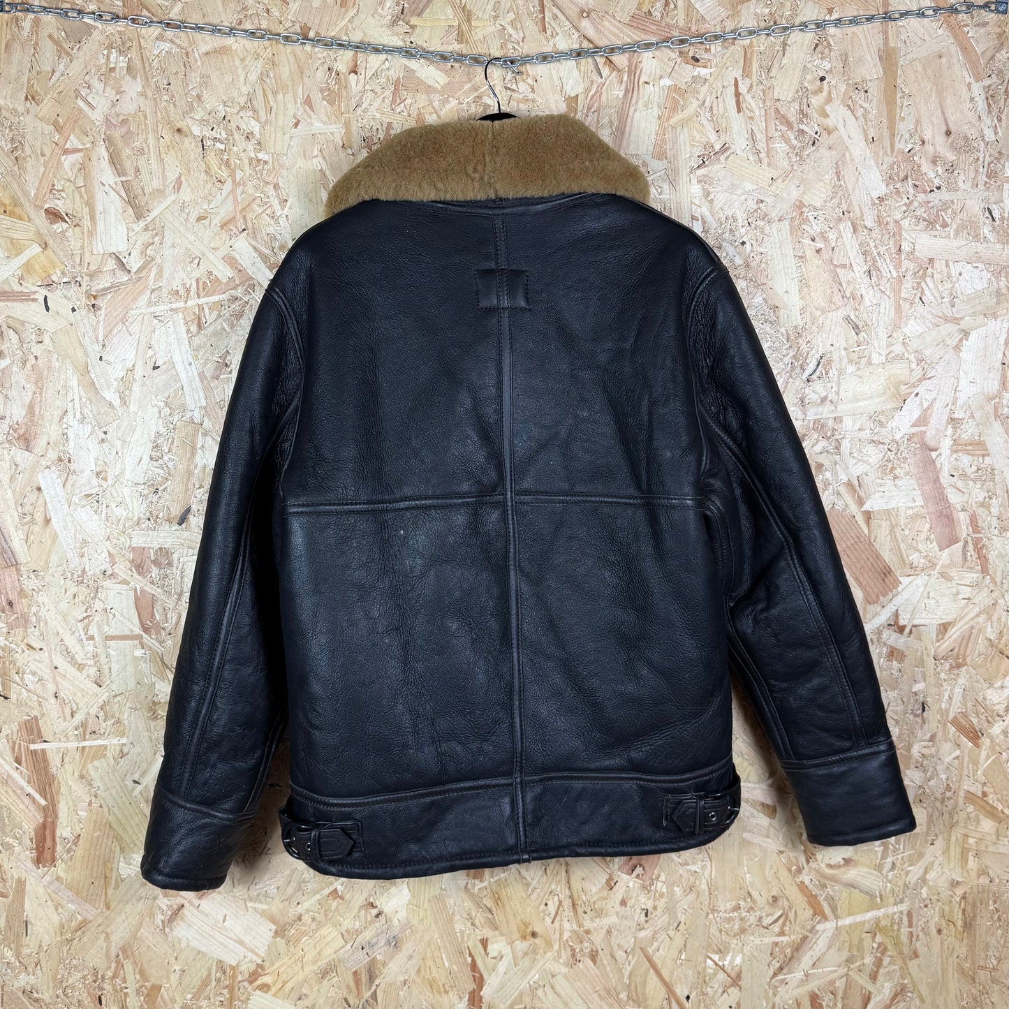 Infinity mens Leather B3 aviator jacket brown Large fur lined