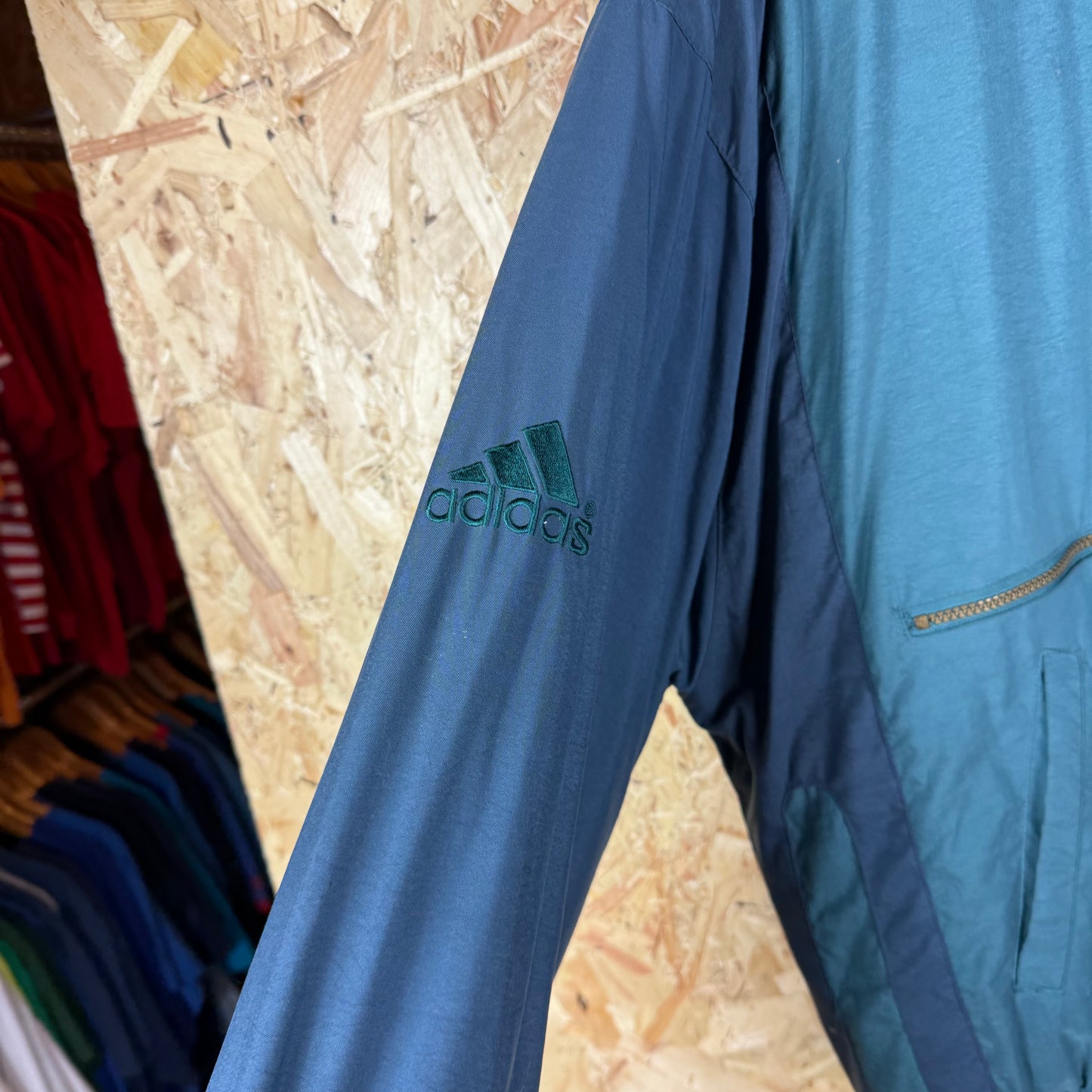 Vintage Padded Adidas puffer jacket 90s Green Navy XL