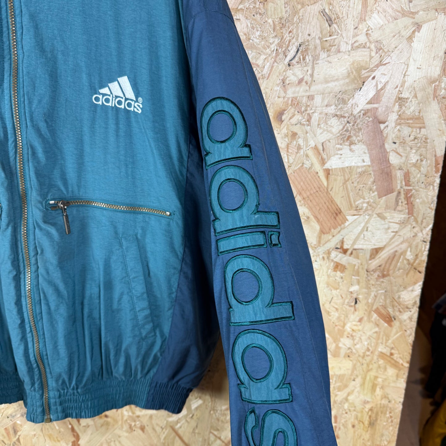 Vintage Padded Adidas puffer jacket 90s Green Navy XL