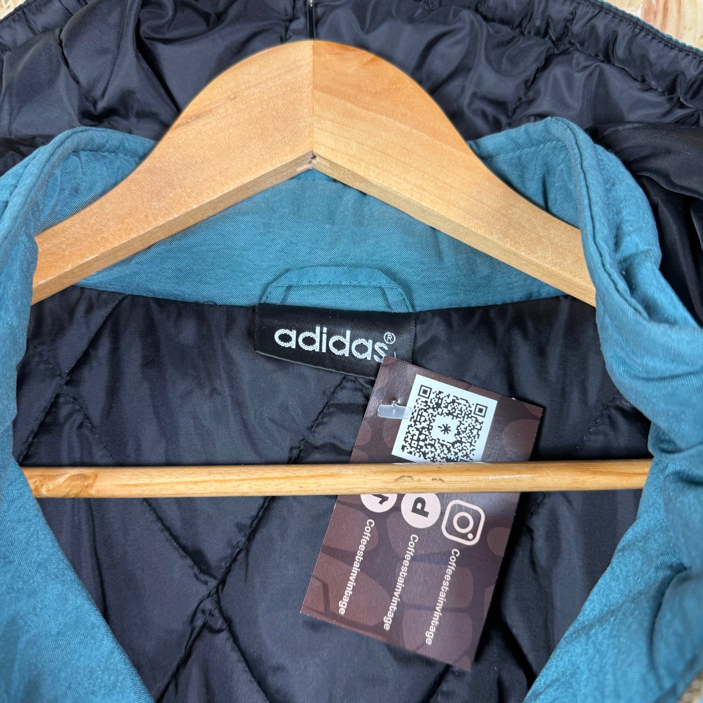 Vintage Padded Adidas puffer jacket 90s Green Navy XL