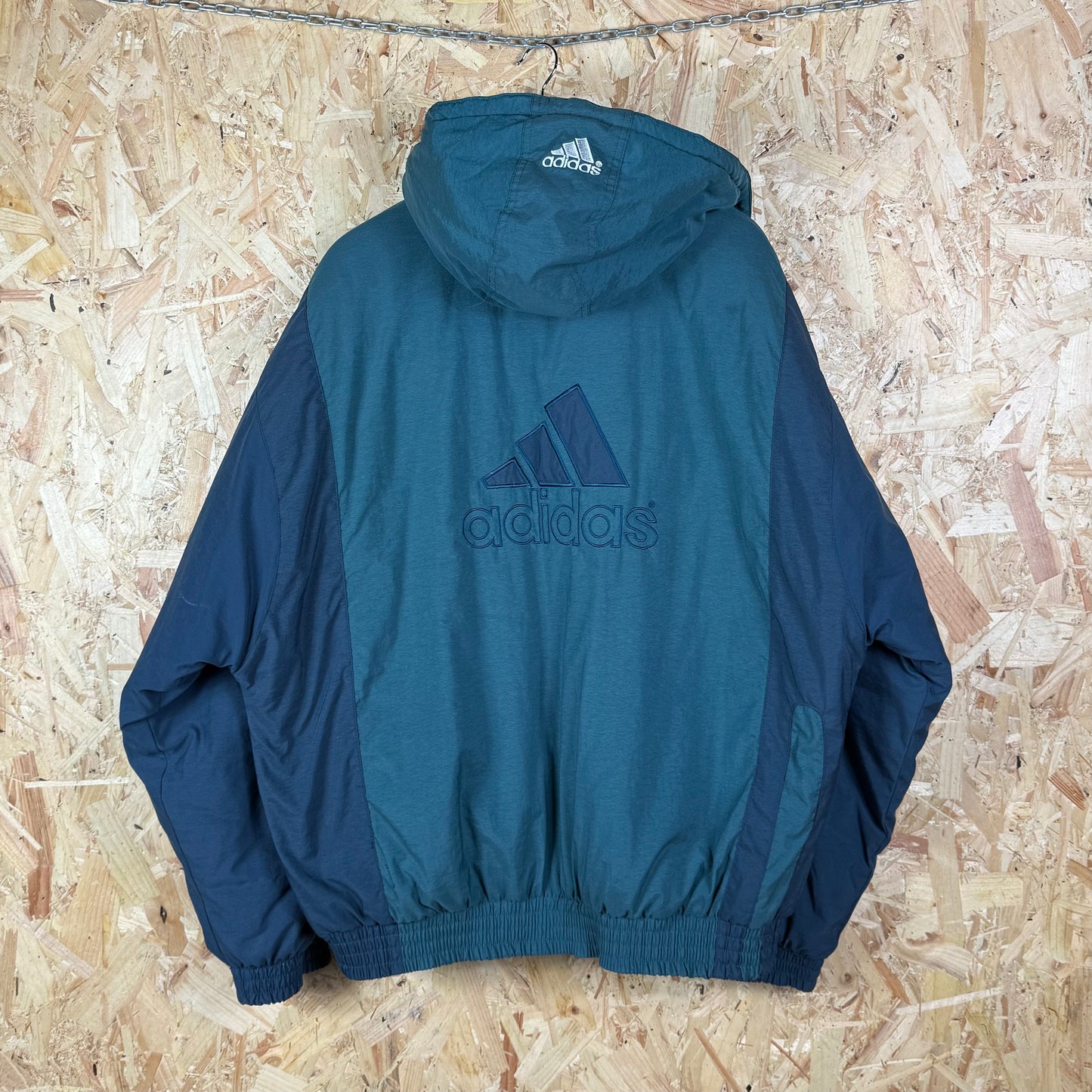 Vintage Padded Adidas puffer jacket 90s Green Navy XL