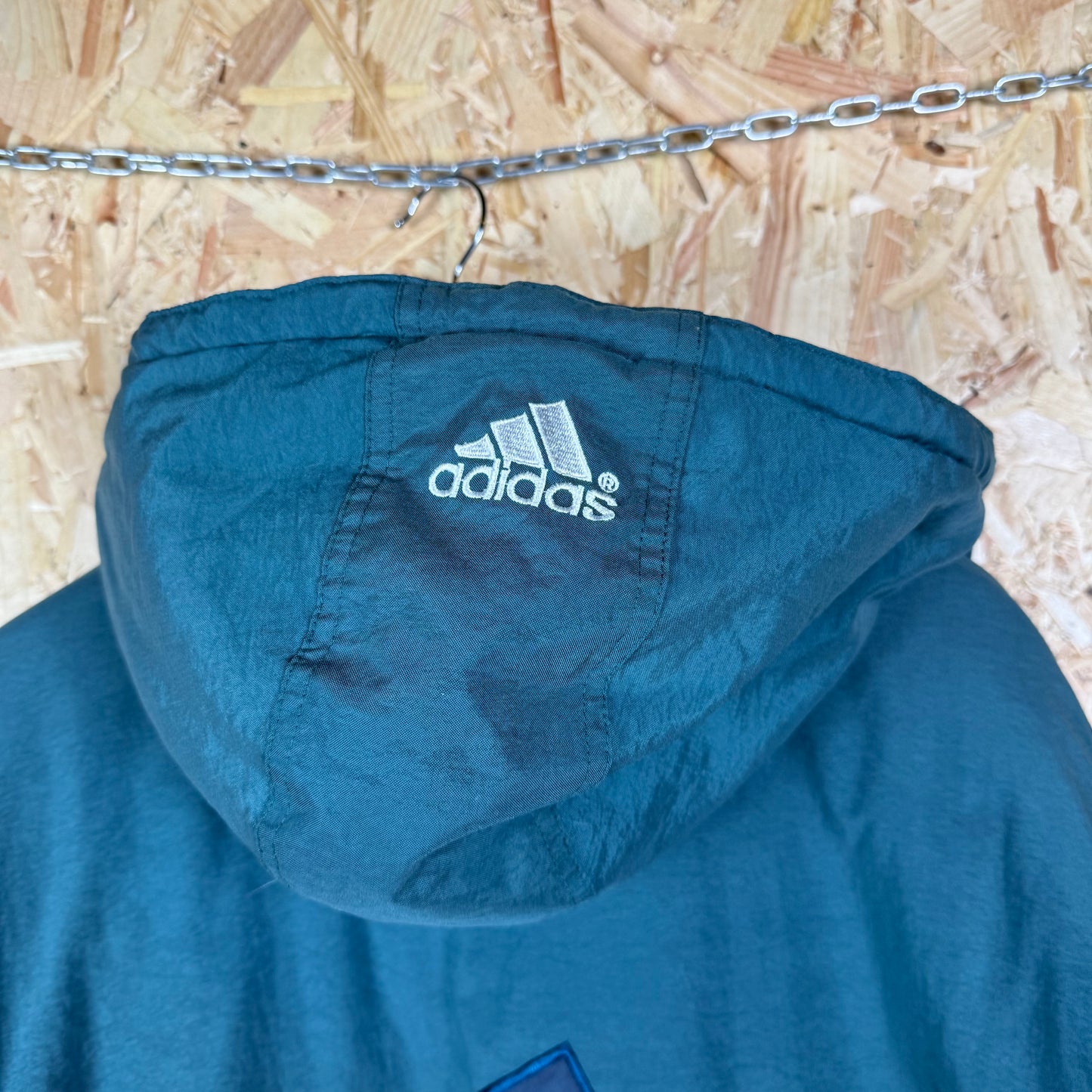 Vintage Padded Adidas puffer jacket 90s Green Navy XL