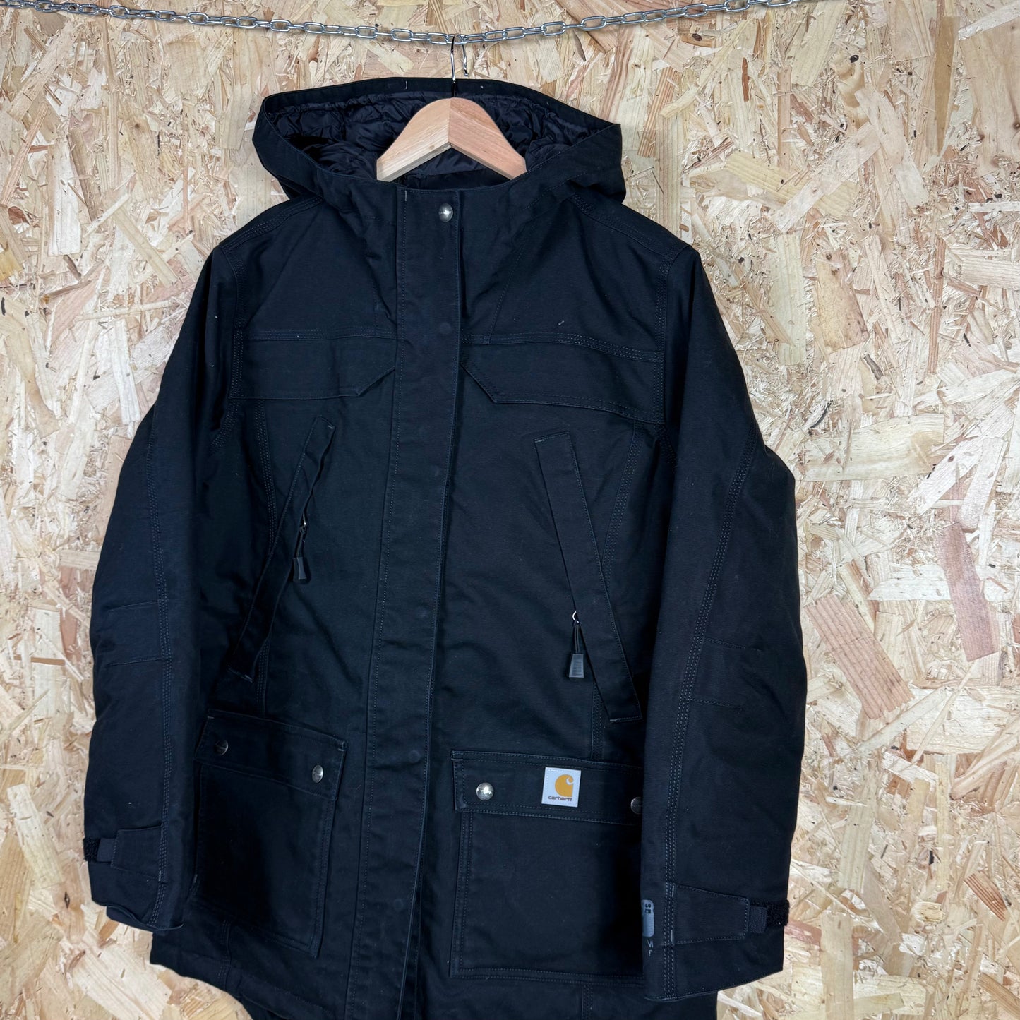 Carhartt Black Canvas Hooded Jacket Size L