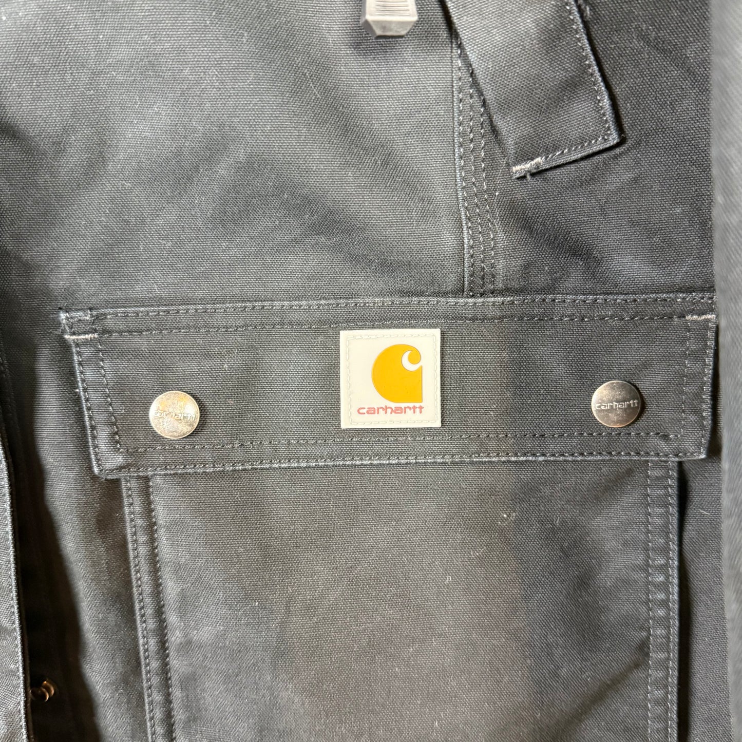 Carhartt Black Canvas Hooded Jacket Size L