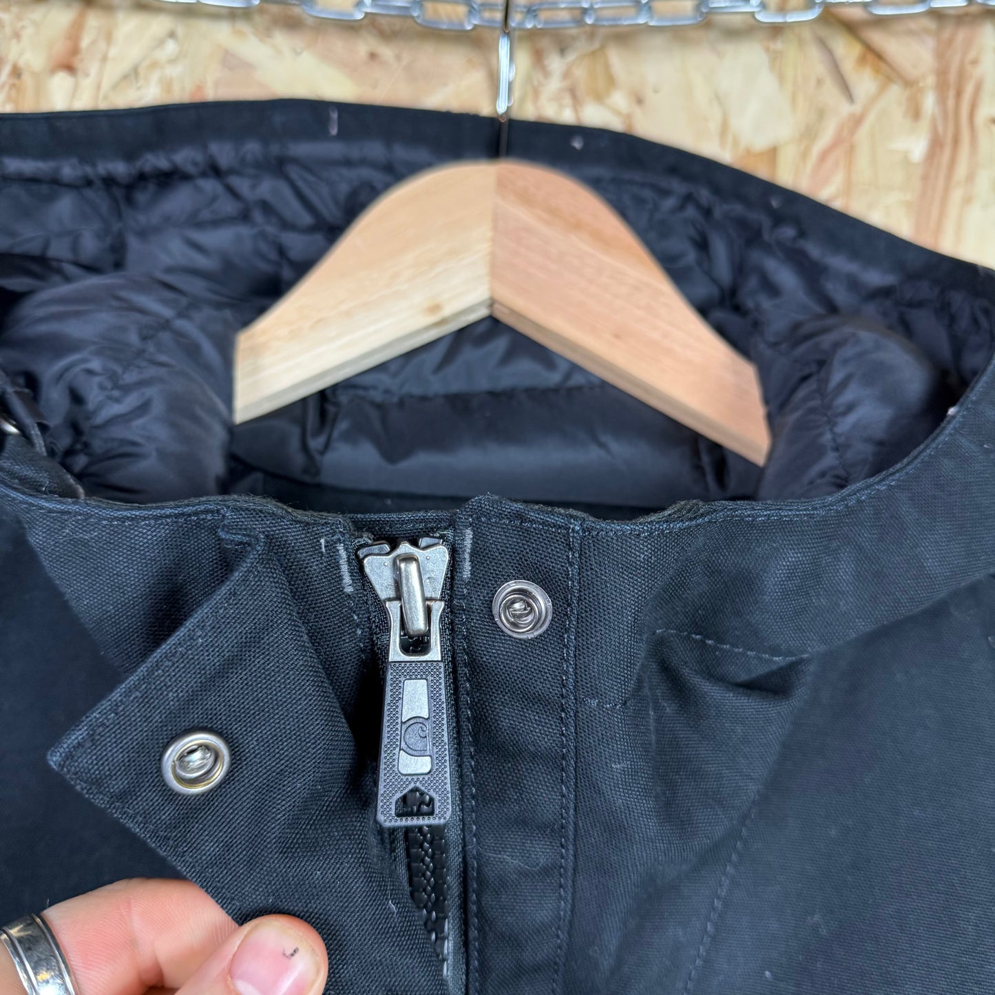 Carhartt Black Canvas Hooded Jacket Size L