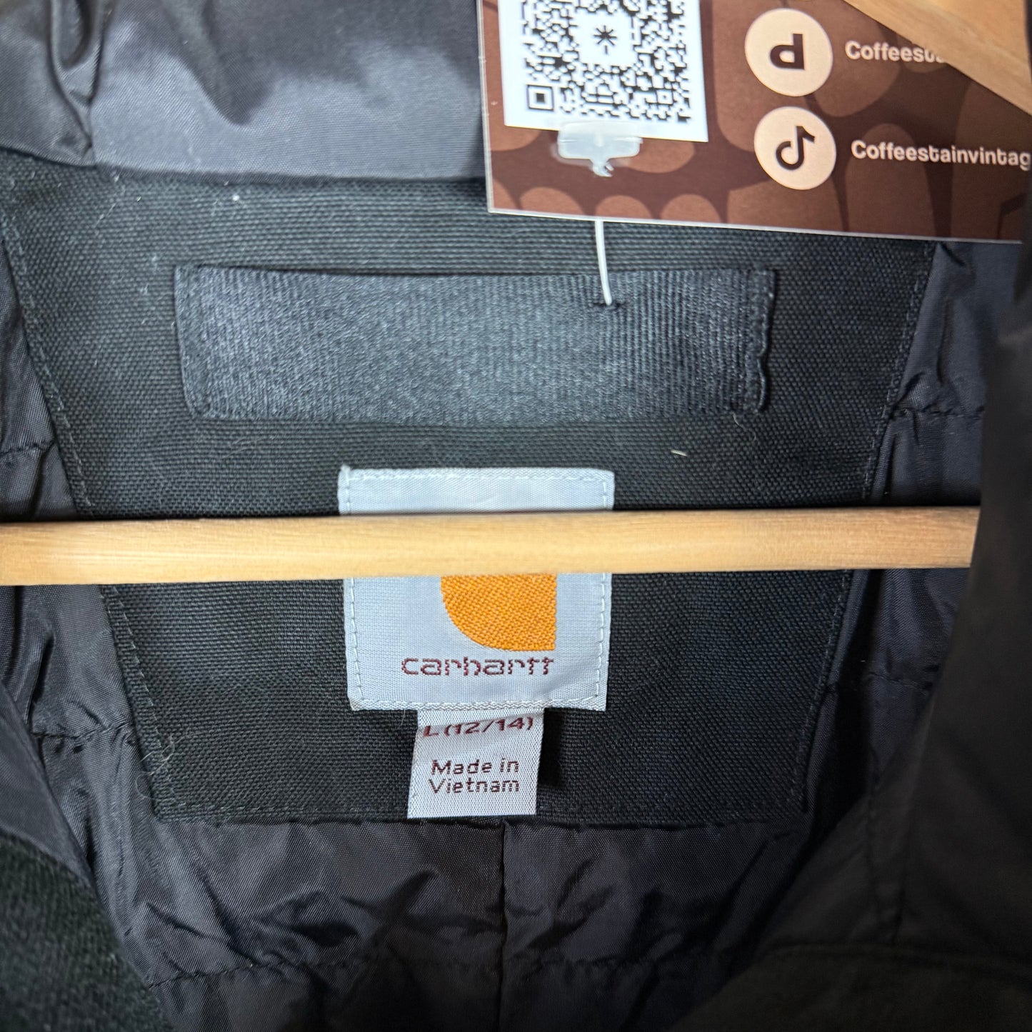Carhartt Black Canvas Hooded Jacket Size L