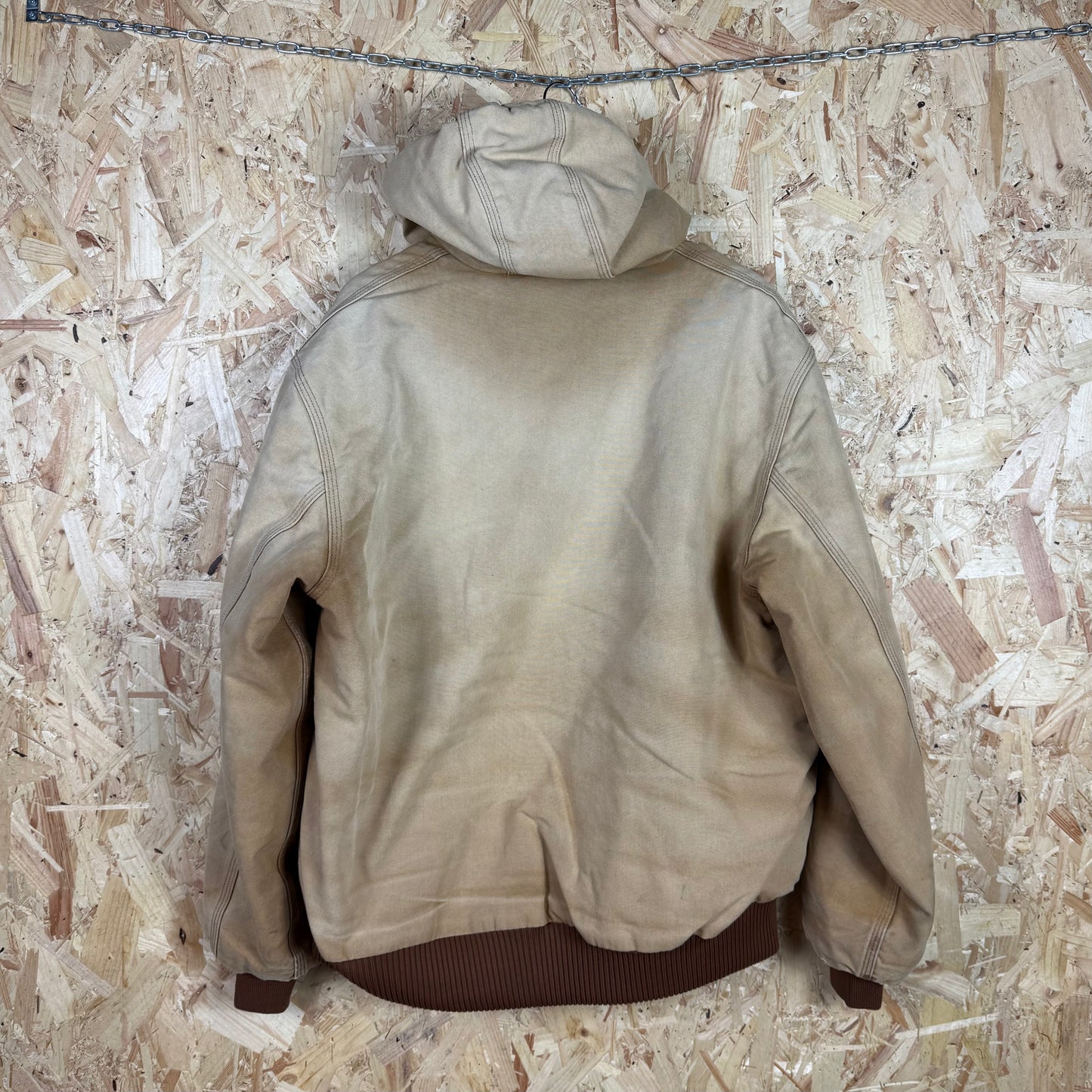 Carhartt Beige Hooded Active Jacket Trashed Size L