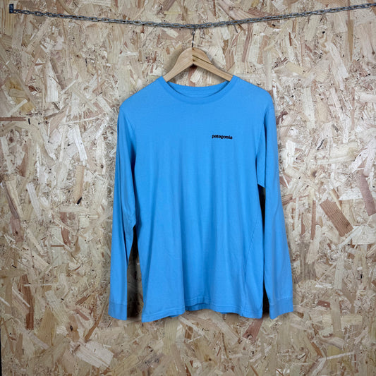 Patagonia Blue Long Sleeve T-Shirt Back Print Size S