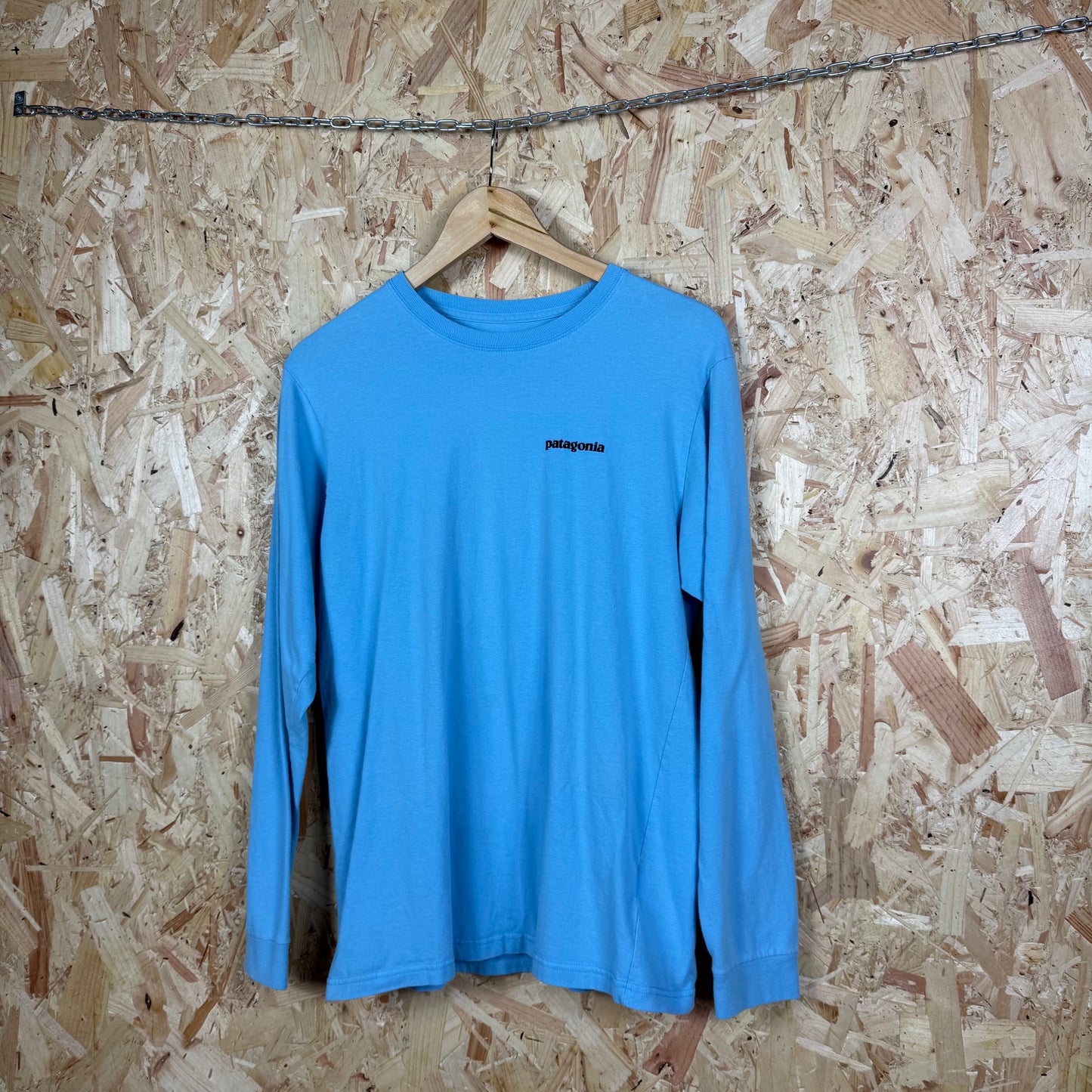 Patagonia Blue Long Sleeve T-Shirt Back Print Size S