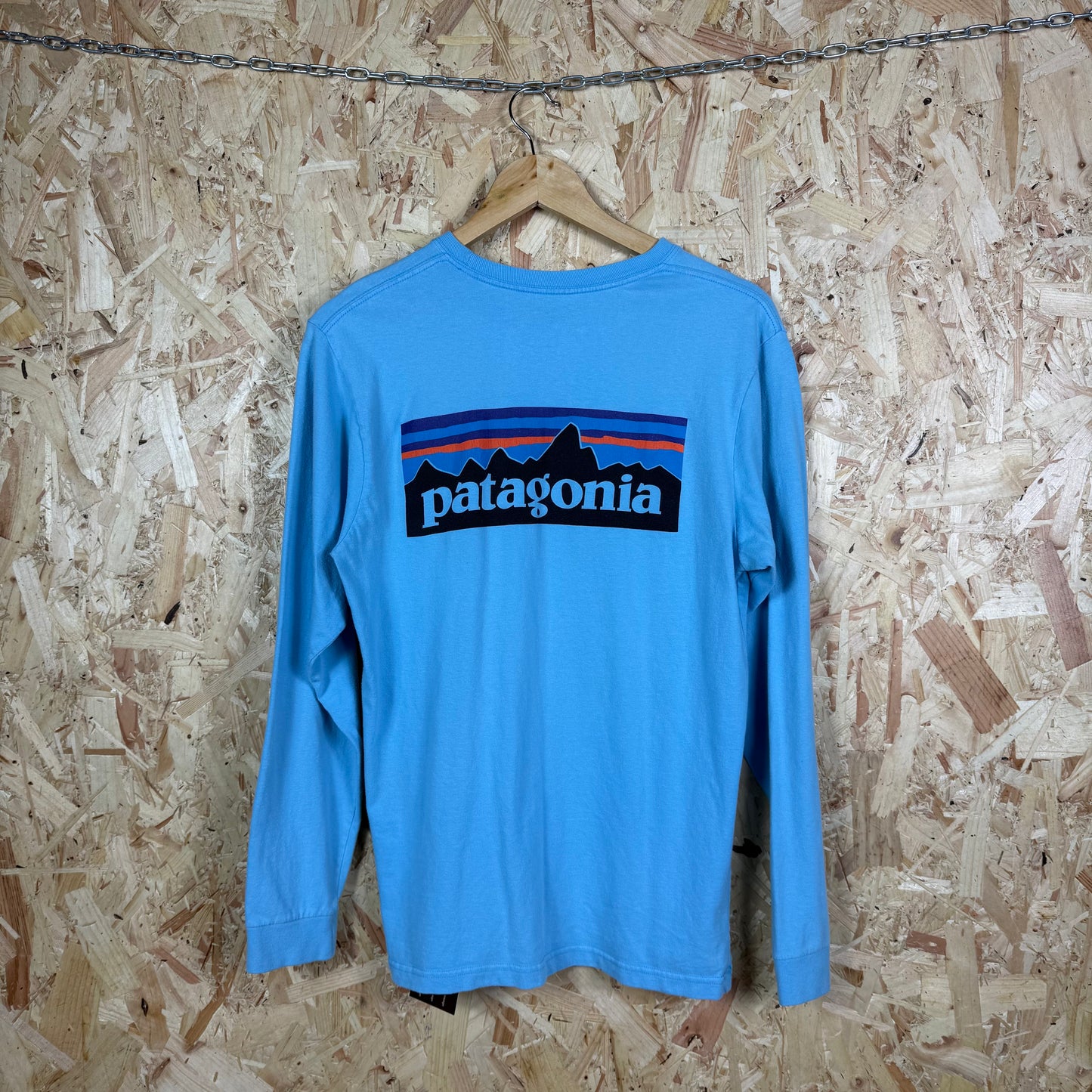 Patagonia Blue Long Sleeve T-Shirt Back Print Size S