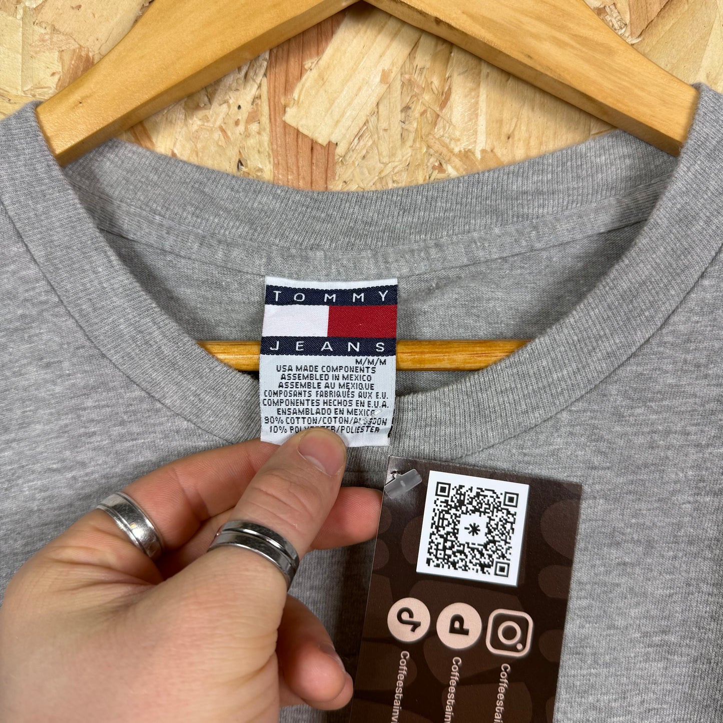 Tommy Hilfiger Grey Spell Out T-Shirt Size M