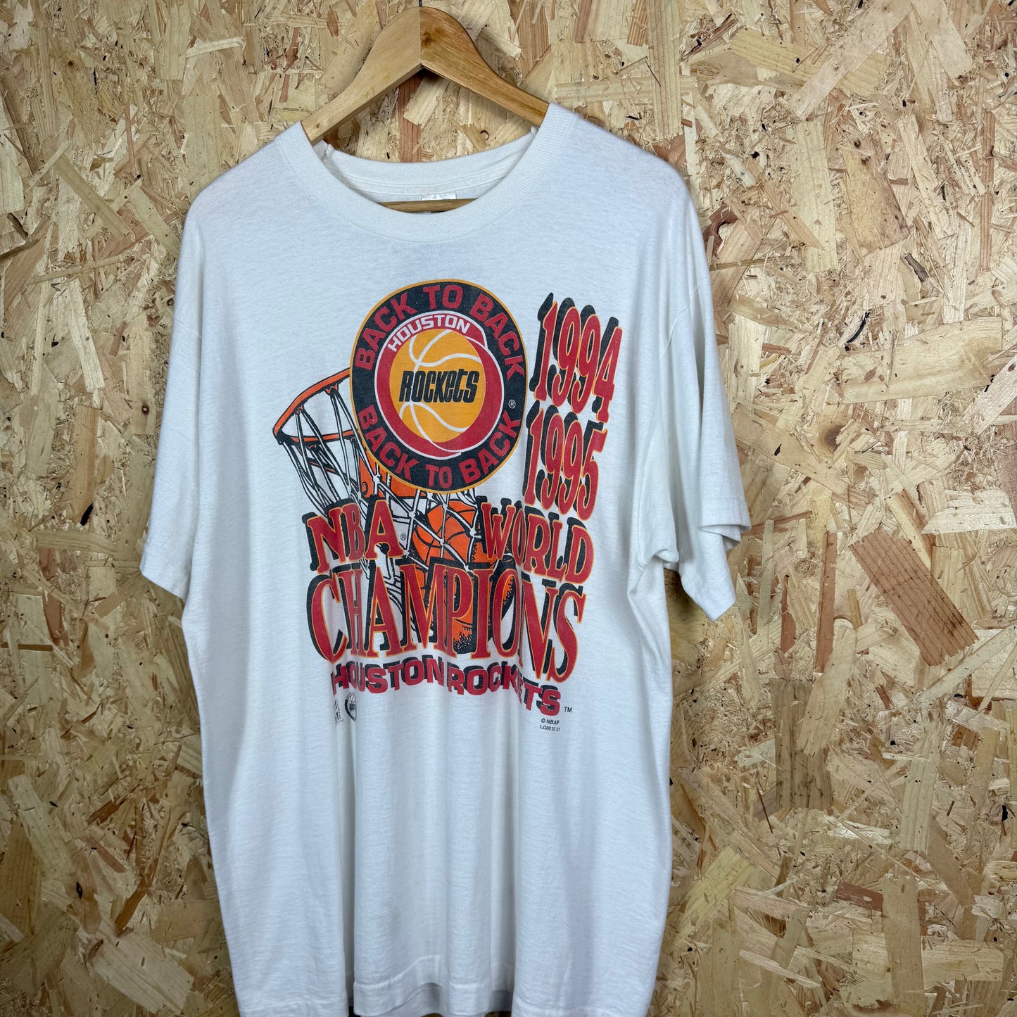 Huston Rockets 94-95 NBA World Champions Single Stitch T-Shirt Size XL