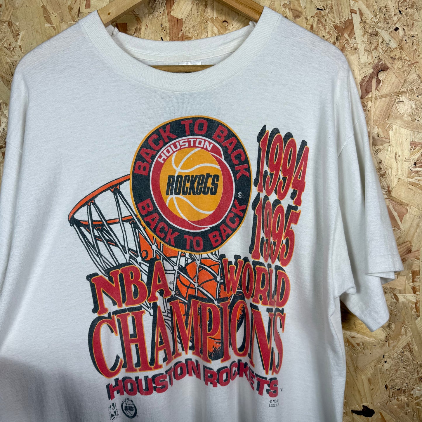 Huston Rockets 94-95 NBA World Champions Single Stitch T-Shirt Size XL