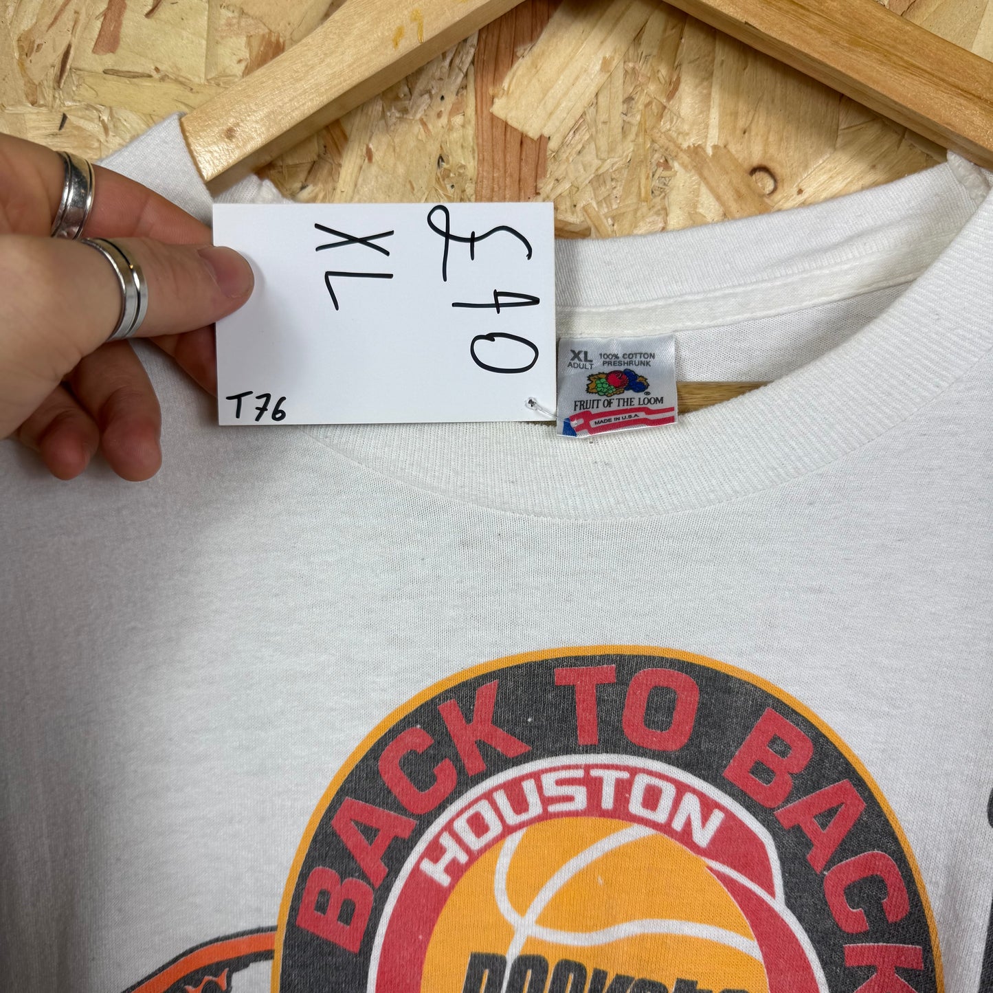 Huston Rockets 94-95 NBA World Champions Single Stitch T-Shirt Size XL