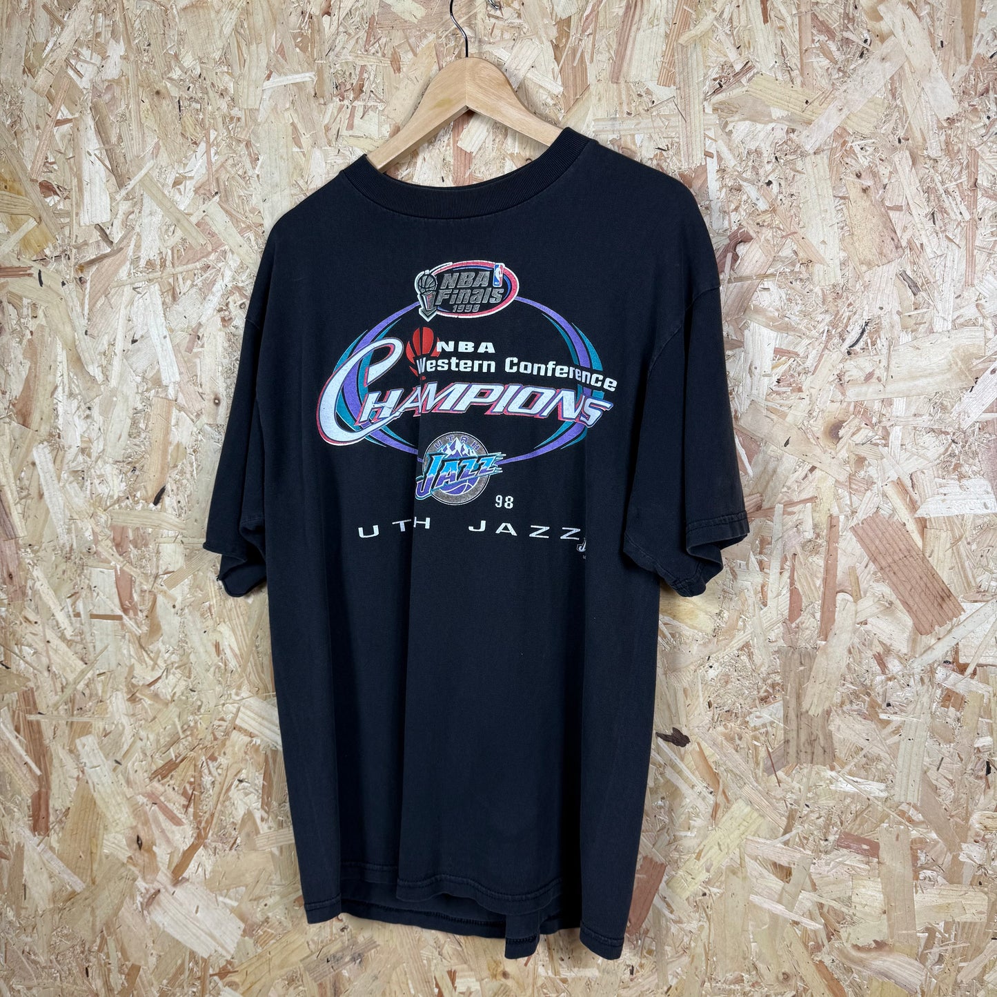 Utah Jazz 1998 NBA Champions Black T-Shirt Size XL