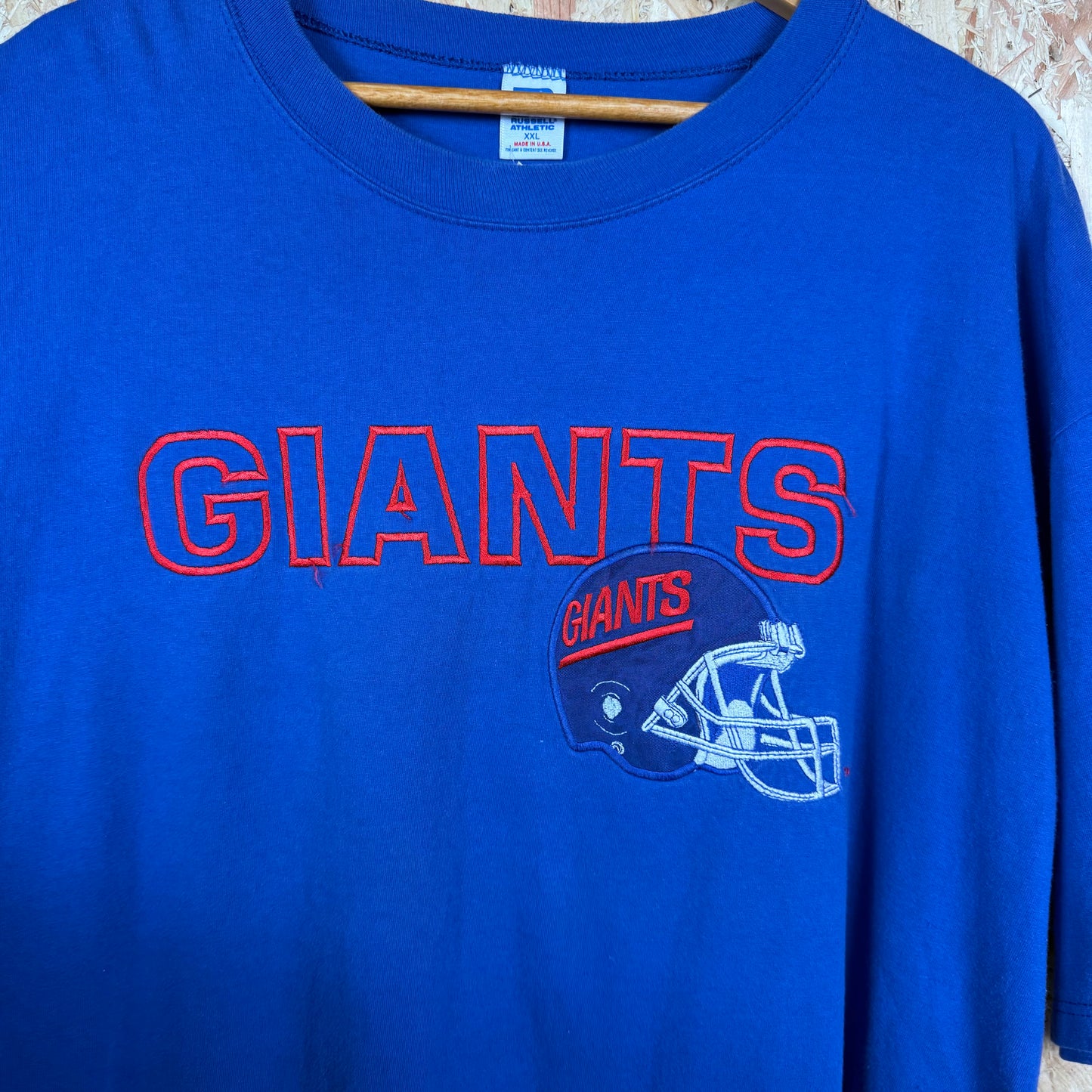 New York Giants Blue Embroidered T-Shirt Size 2XL