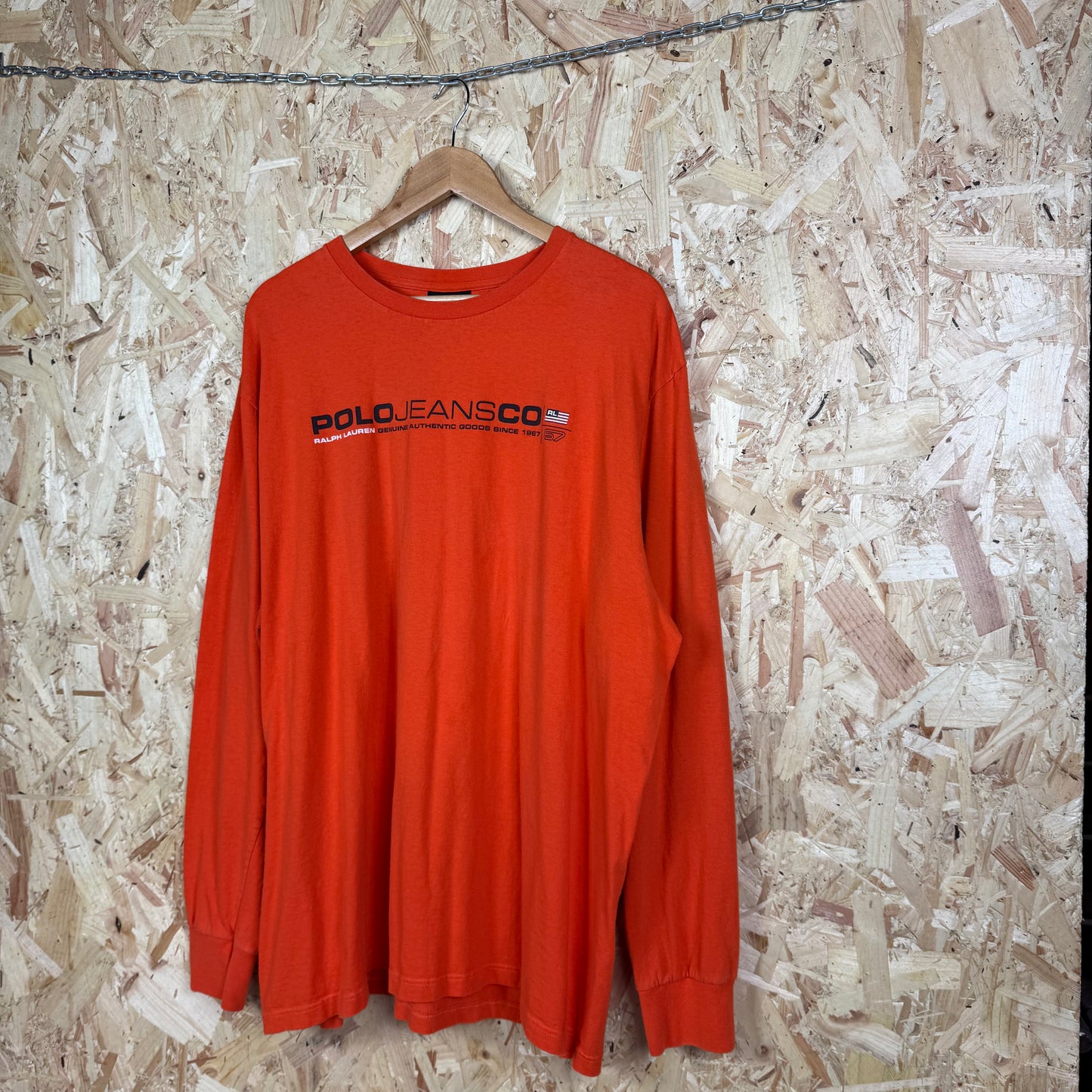 Ralph Lauren Polo Jeans Orange Long Sleeve T-Shirt Size XL