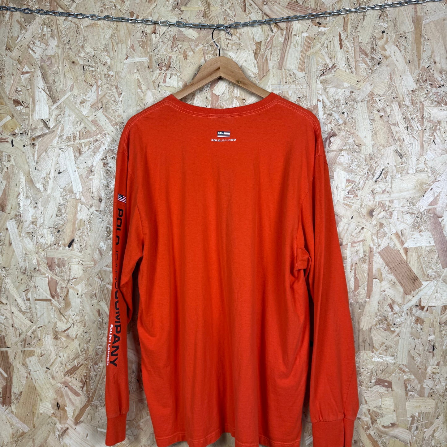 Ralph Lauren Polo Jeans Orange Long Sleeve T-Shirt Size XL