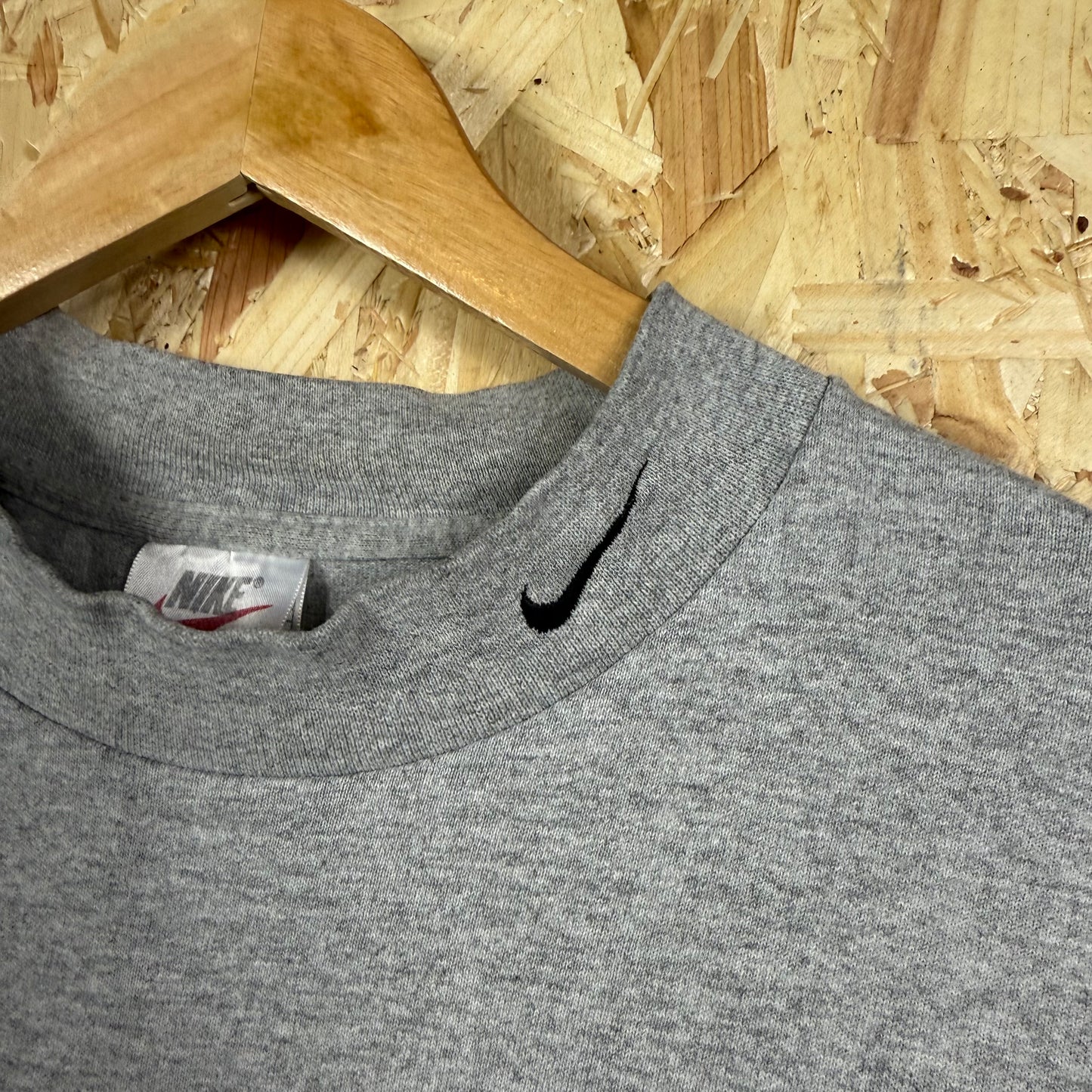 Nike 1990's High Neck Long Sleeve Grey T-Shirt Size L