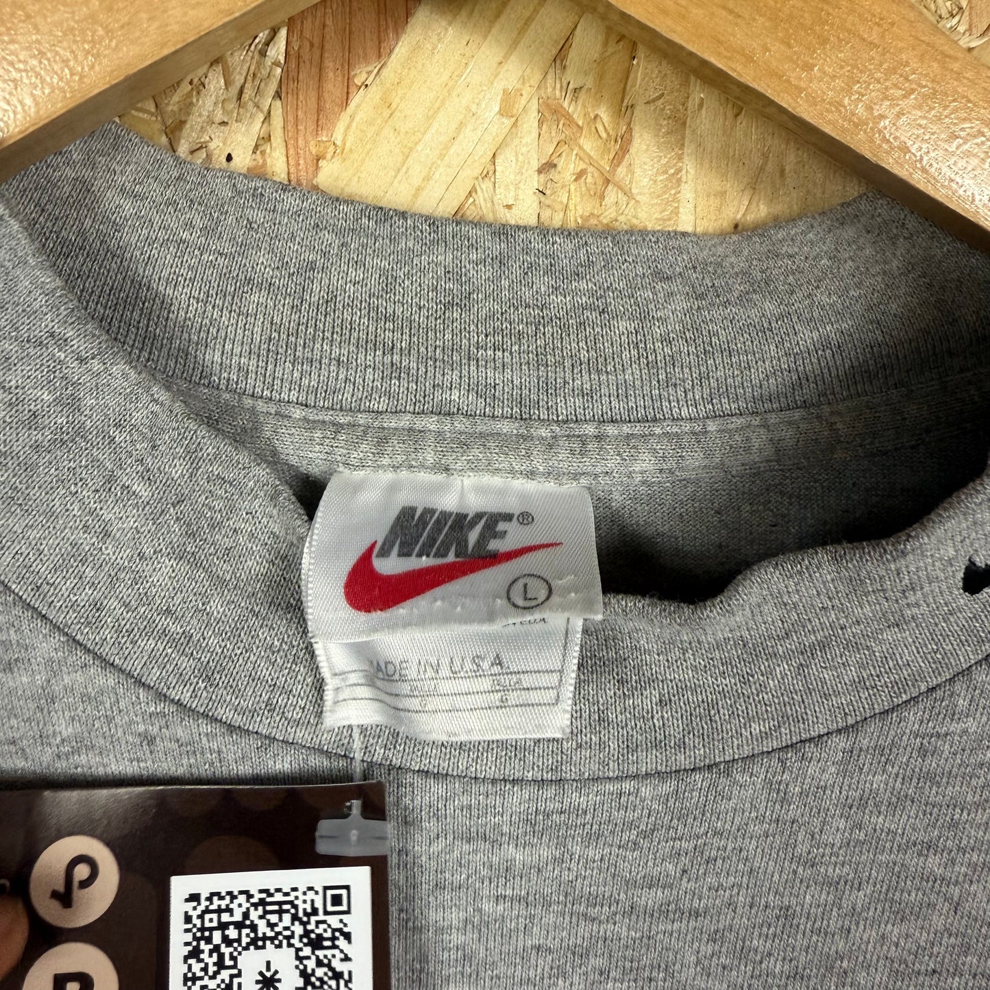 Nike 1990's High Neck Long Sleeve Grey T-Shirt Size L