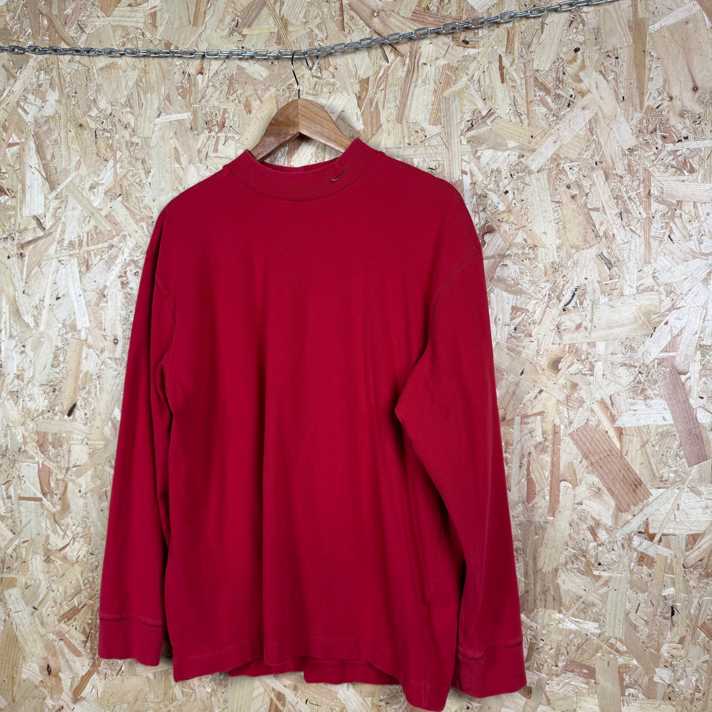 Nike 1990's Red High Neck Long Sleeve T-Shirt Size M