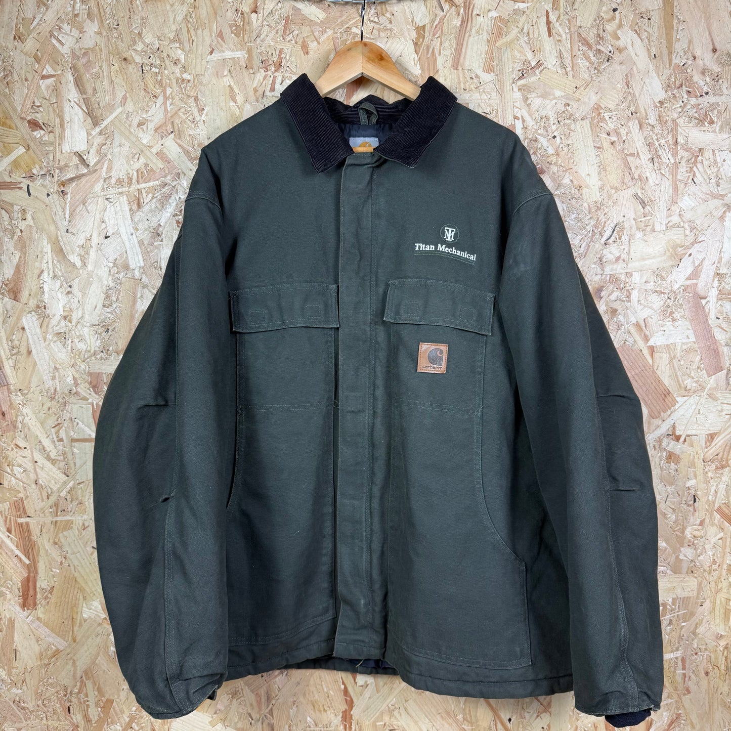 Carhartt Coverall Jacket Green With Front Sponsor Size 2XL