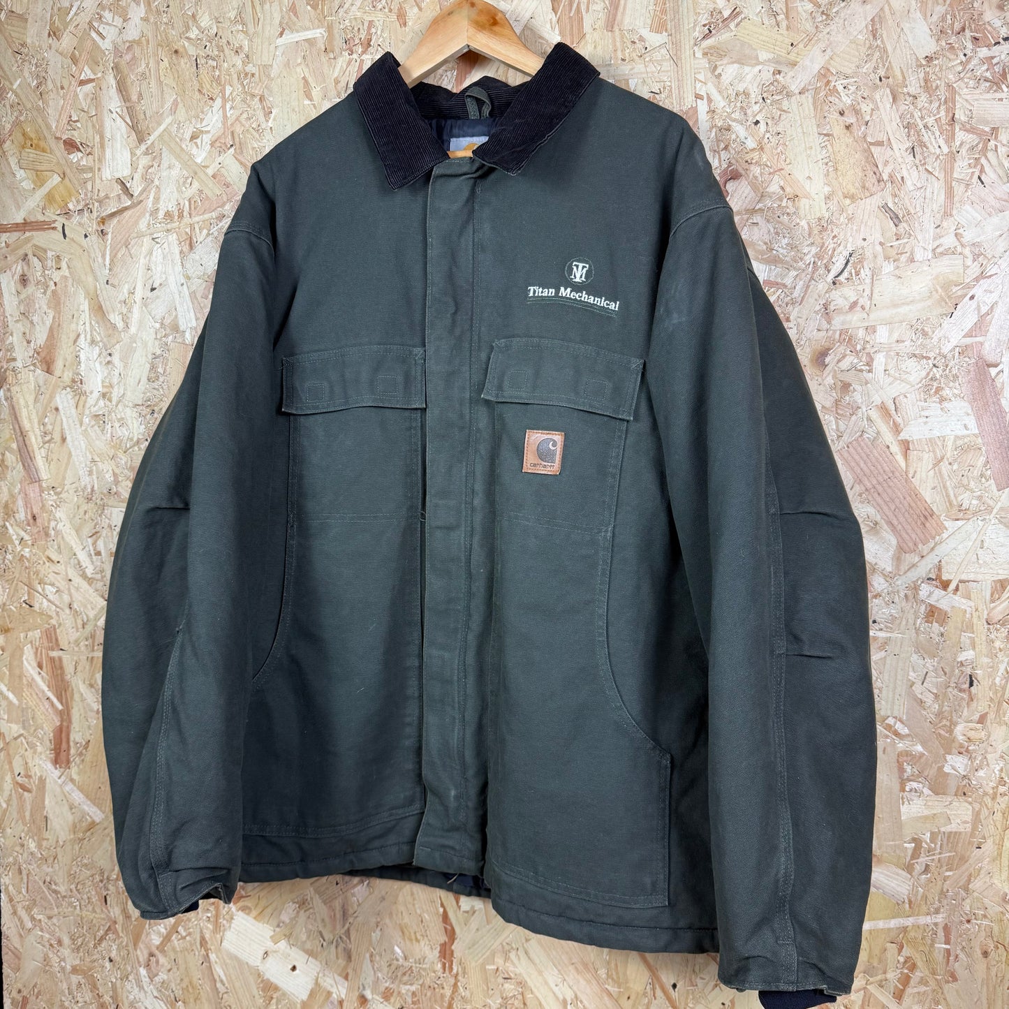 Carhartt Coverall Jacket Green With Front Sponsor Size 2XL