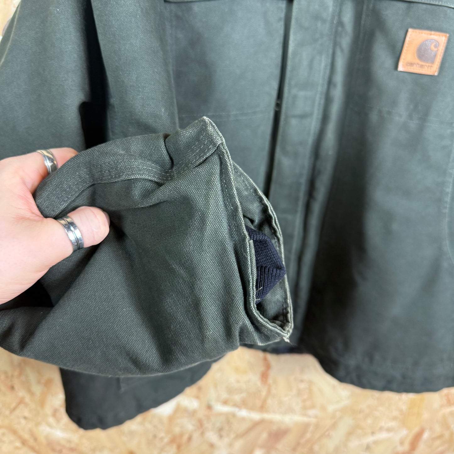 Carhartt Coverall Jacket Green With Front Sponsor Size 2XL
