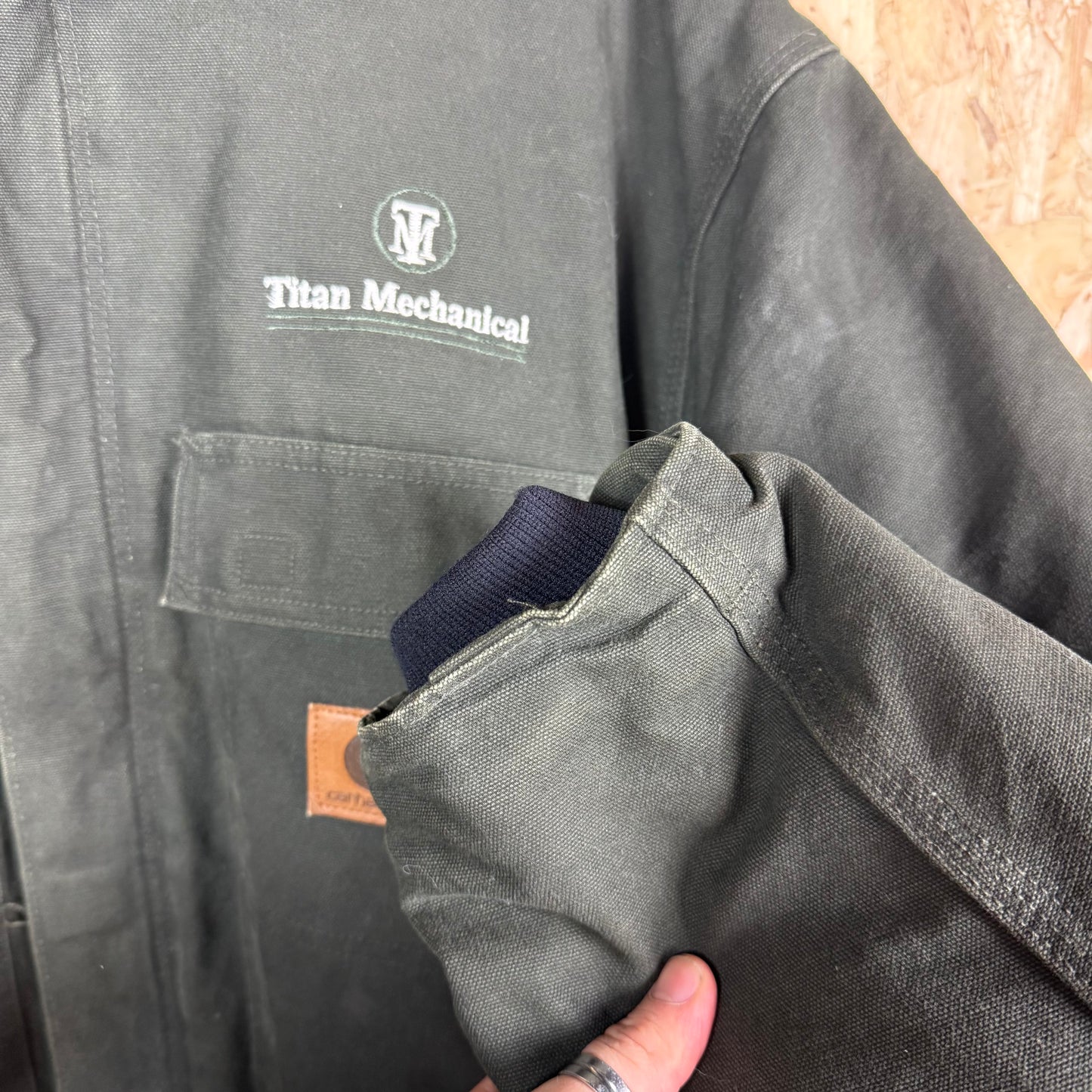 Carhartt Coverall Jacket Green With Front Sponsor Size 2XL