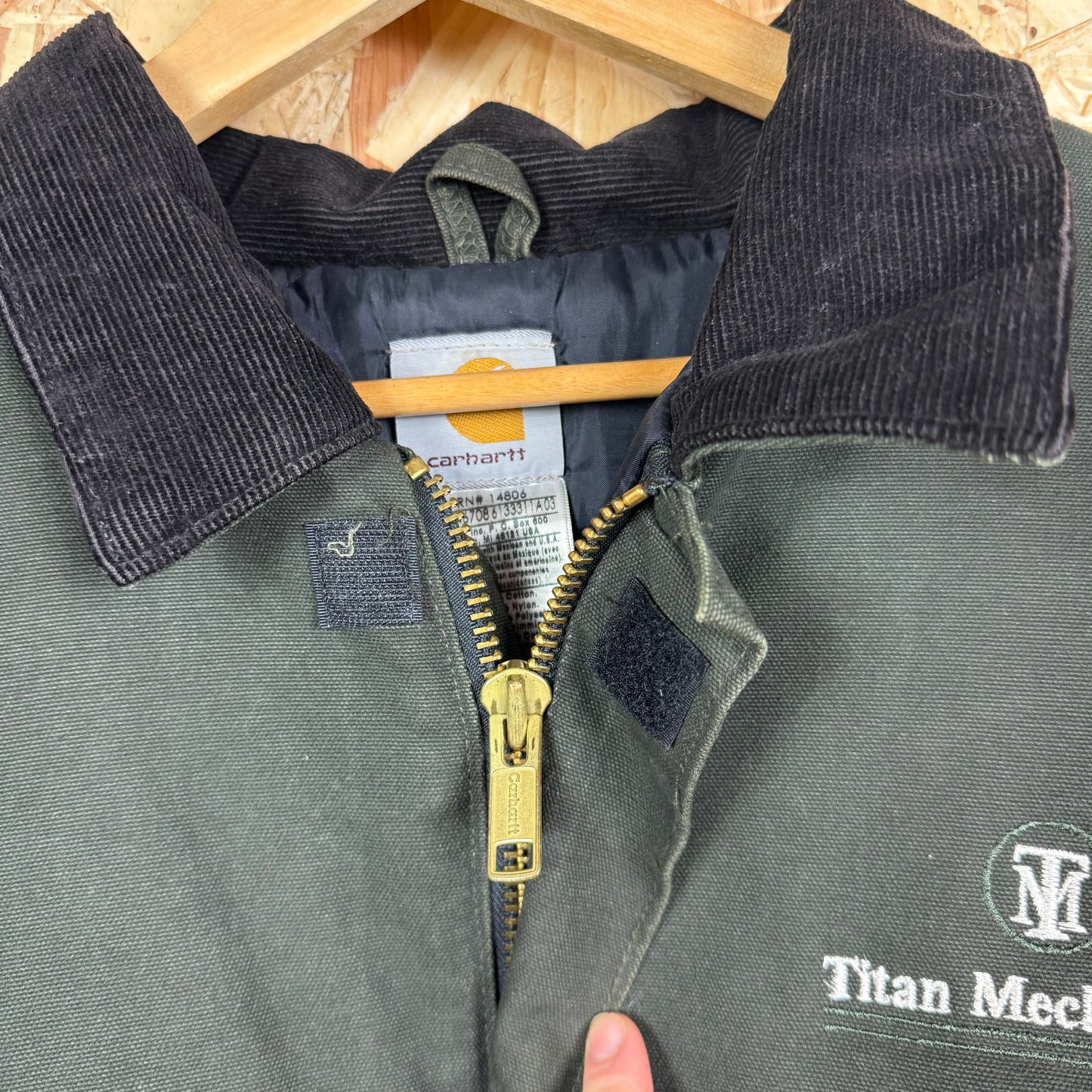 Carhartt Coverall Jacket Green With Front Sponsor Size 2XL
