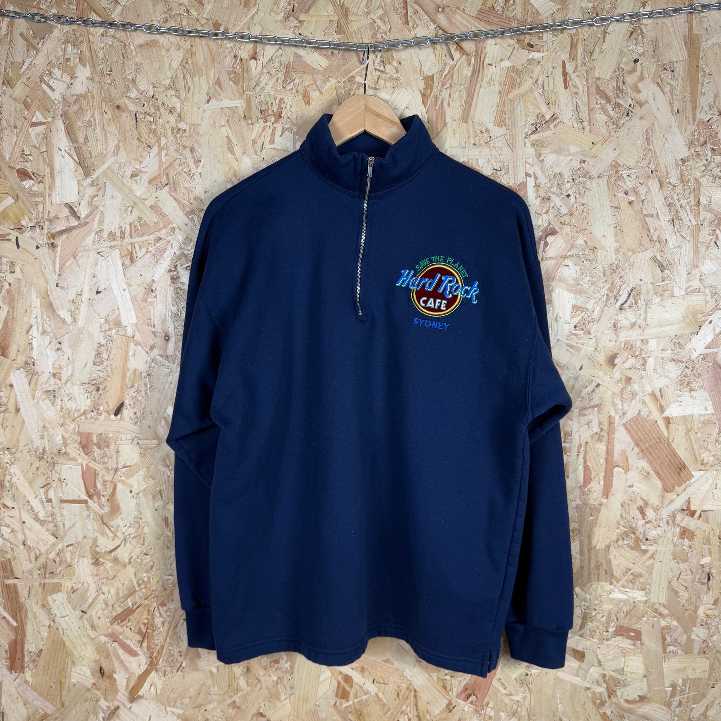 Hard Rock Cafe Sydney Navy Quarter Zip Size L