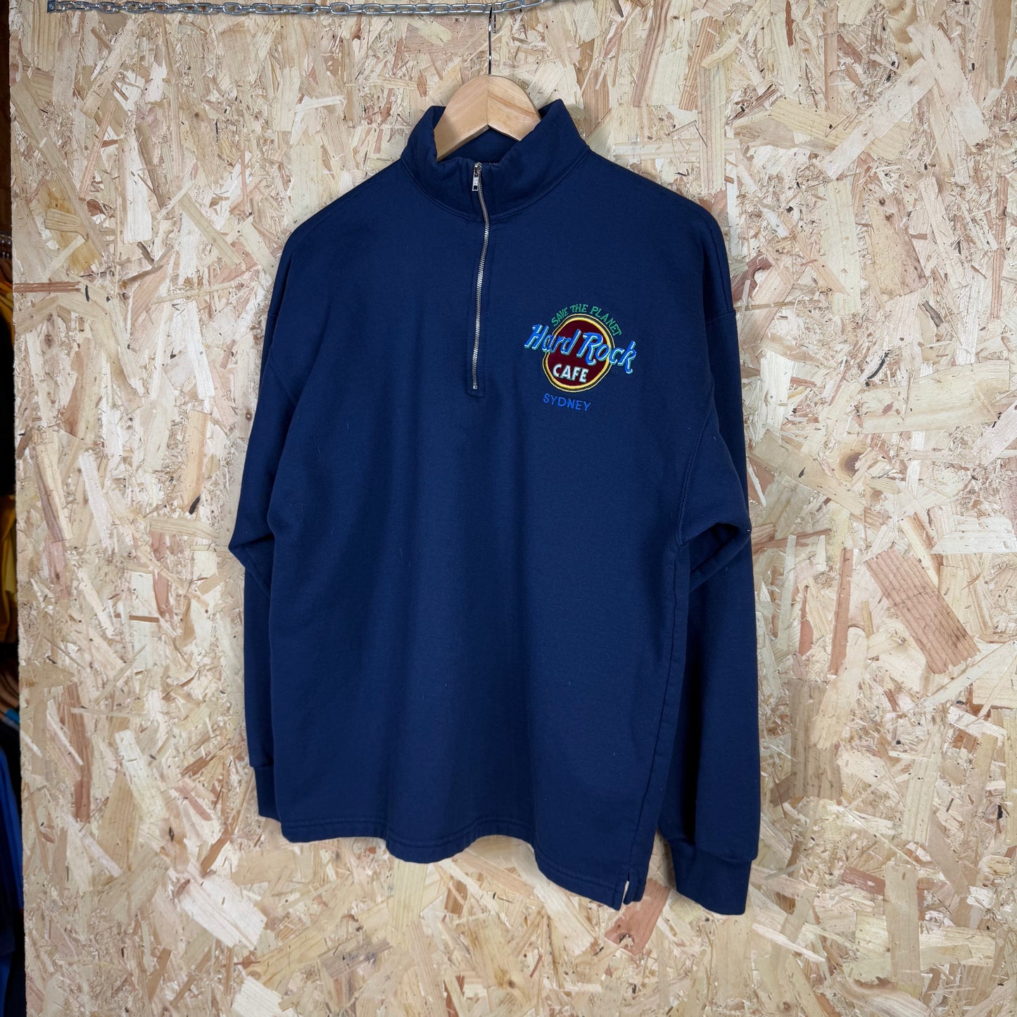 Hard Rock Cafe Sydney Navy Quarter Zip Size L