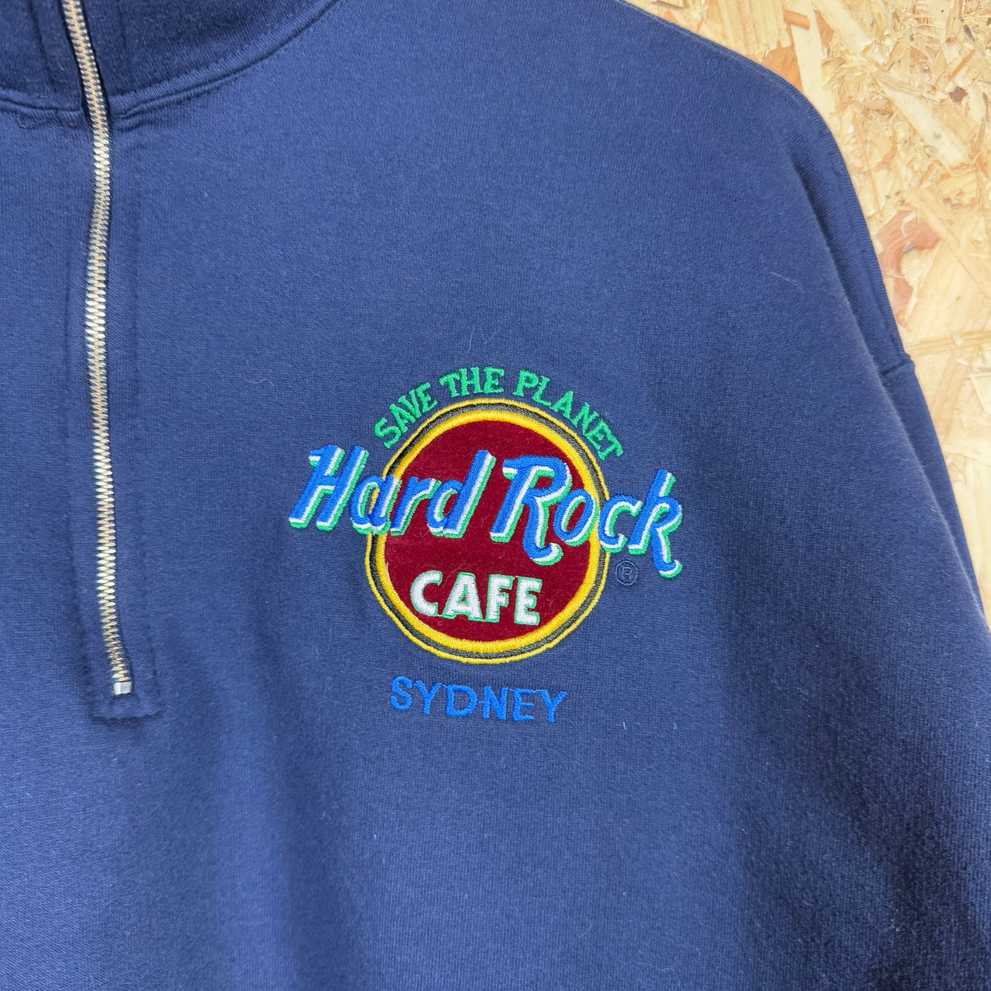 Hard Rock Cafe Sydney Navy Quarter Zip Size L
