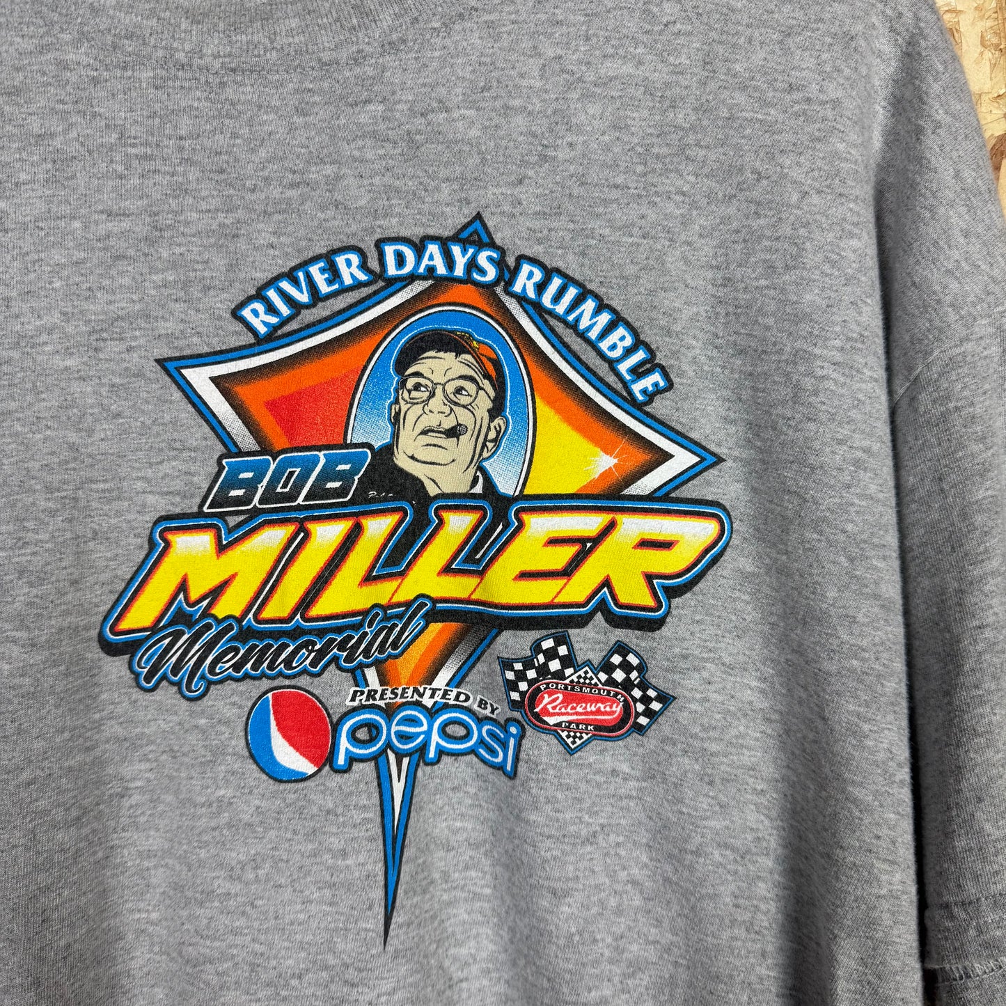 Motorsport  Bob Miller River Days Rumble Back Print Grey T-Shirt Size XL
