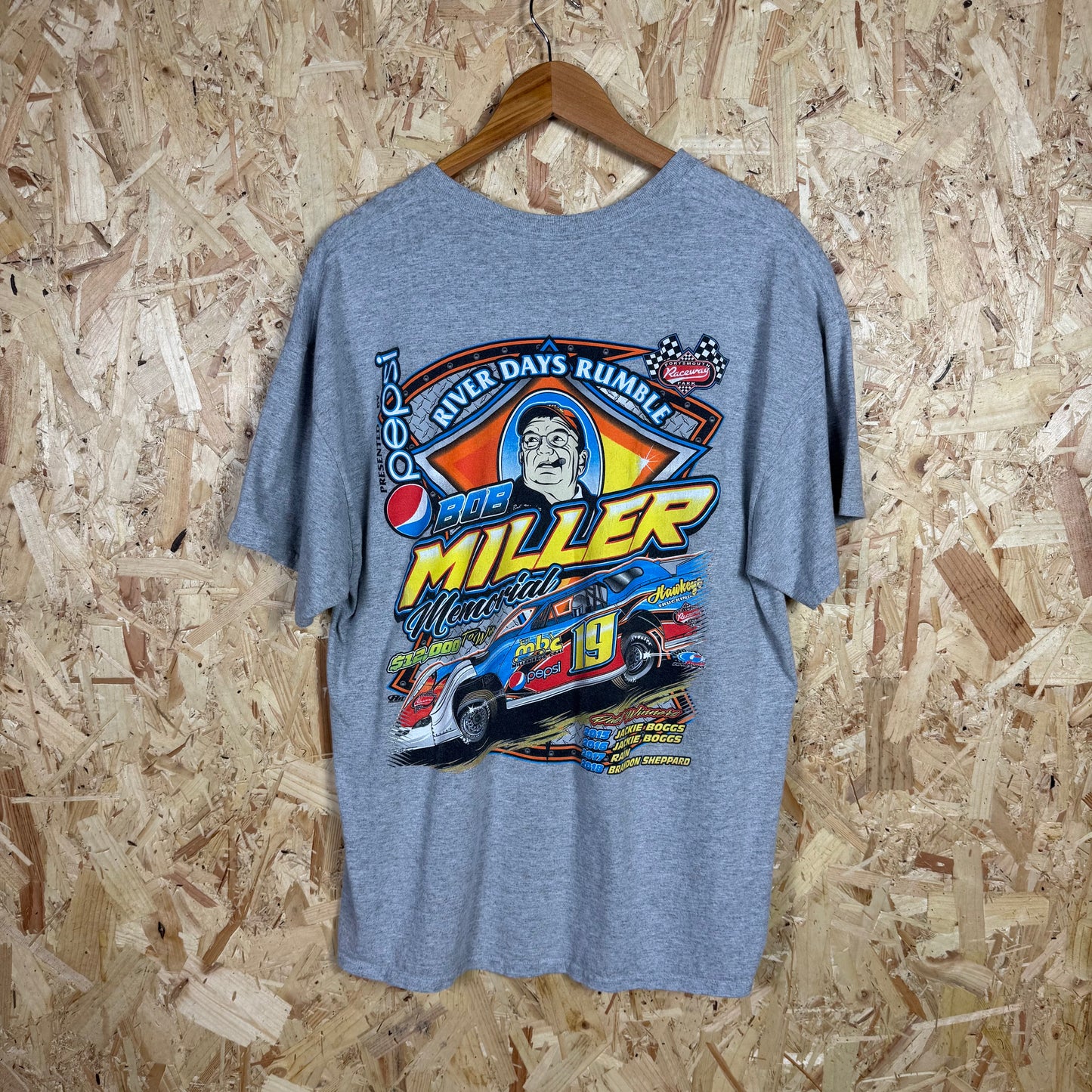 Motorsport  Bob Miller River Days Rumble Back Print Grey T-Shirt Size XL