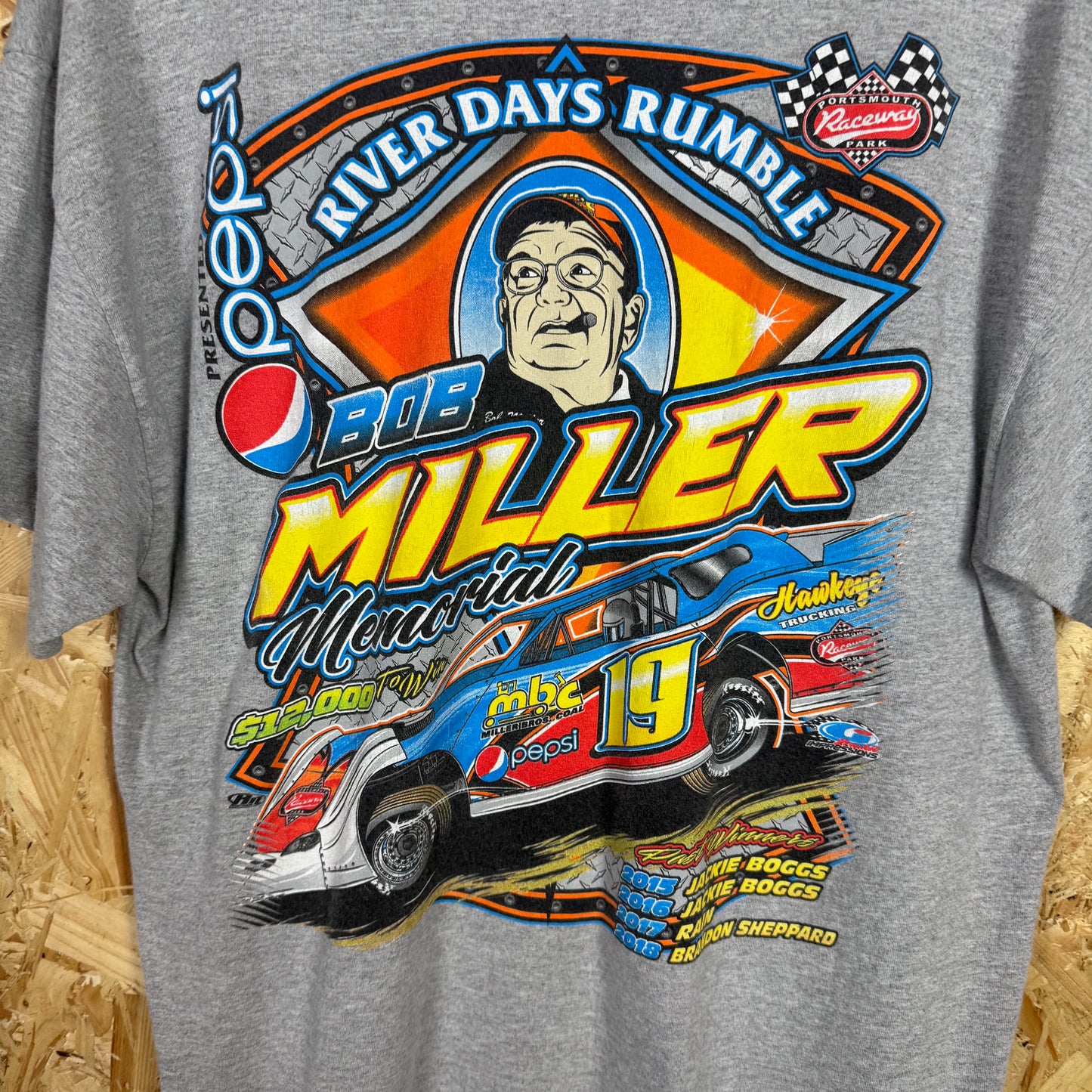 Motorsport  Bob Miller River Days Rumble Back Print Grey T-Shirt Size XL