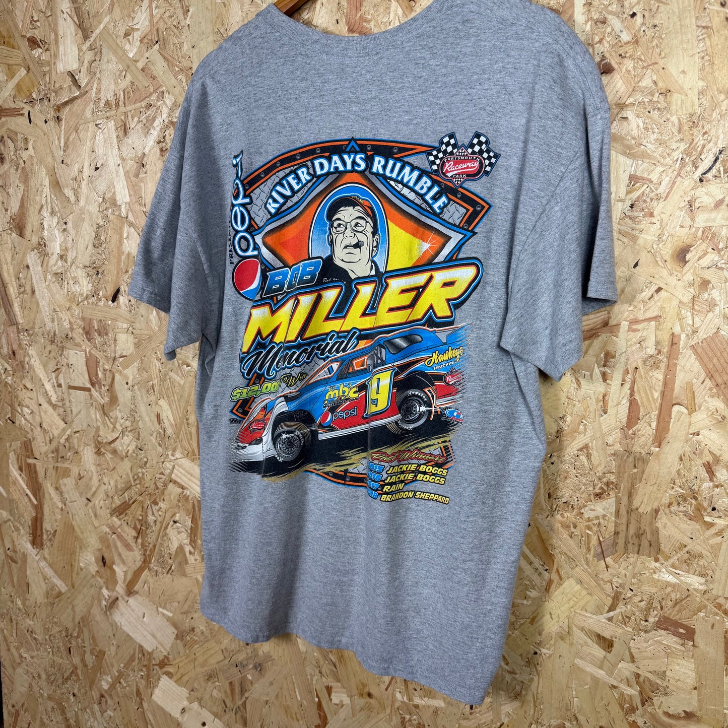 Motorsport  Bob Miller River Days Rumble Back Print Grey T-Shirt Size XL