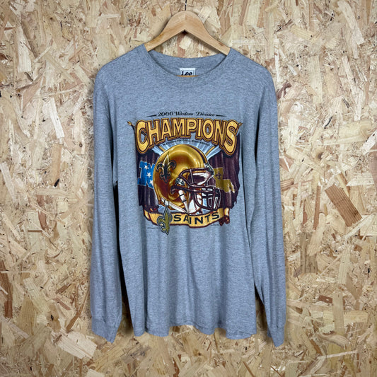 New Orleans Saints 2006 Western Division Champions Grey Long Sleeve T-Shirt Size L