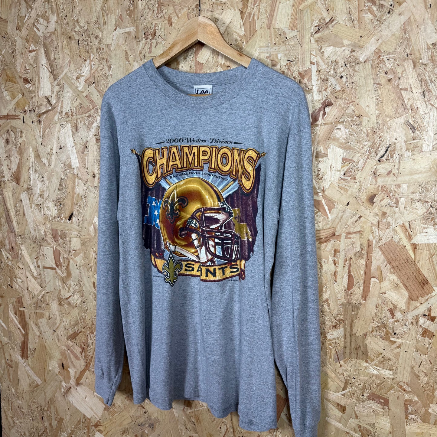 New Orleans Saints 2006 Western Division Champions Grey Long Sleeve T-Shirt Size L
