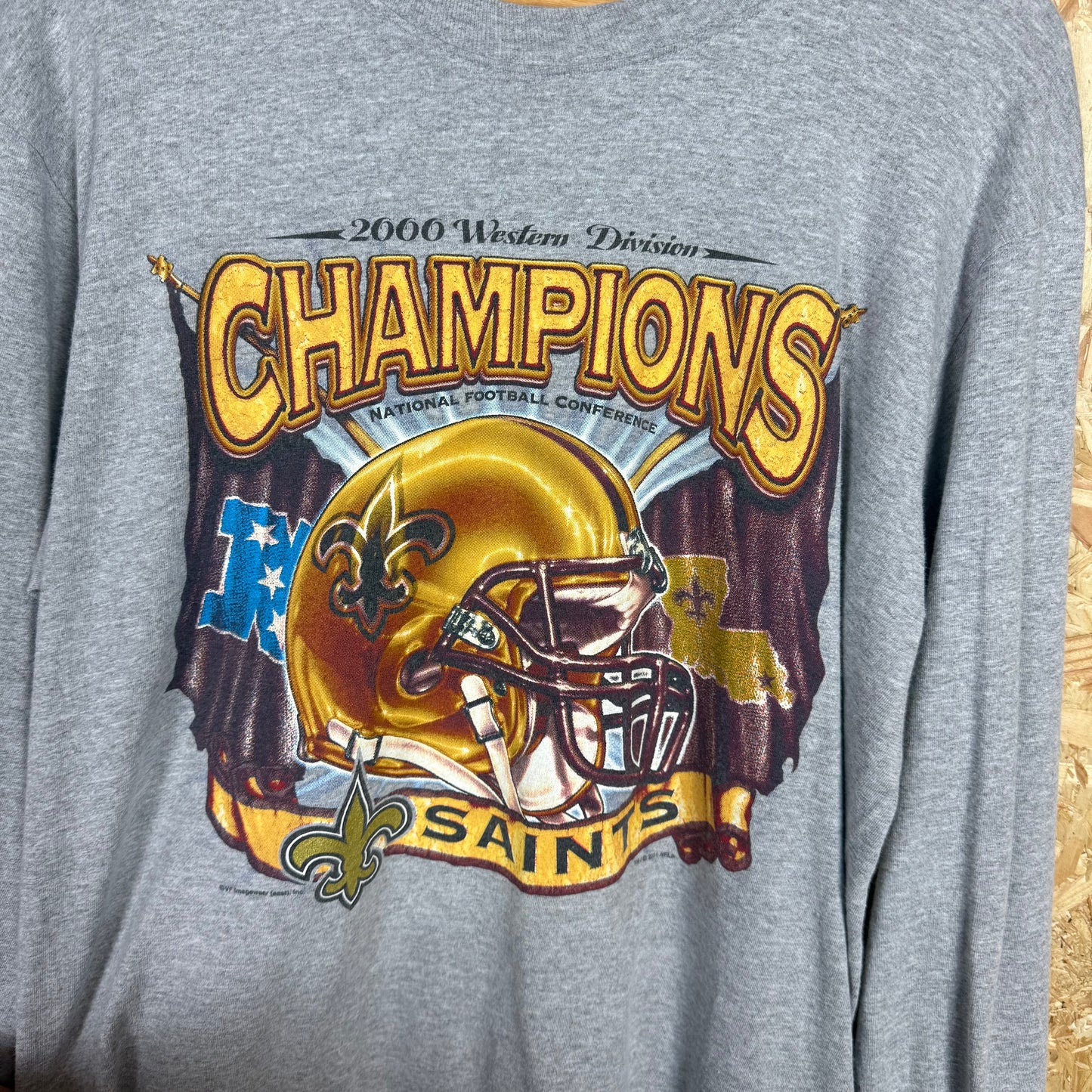 New Orleans Saints 2006 Western Division Champions Grey Long Sleeve T-Shirt Size L