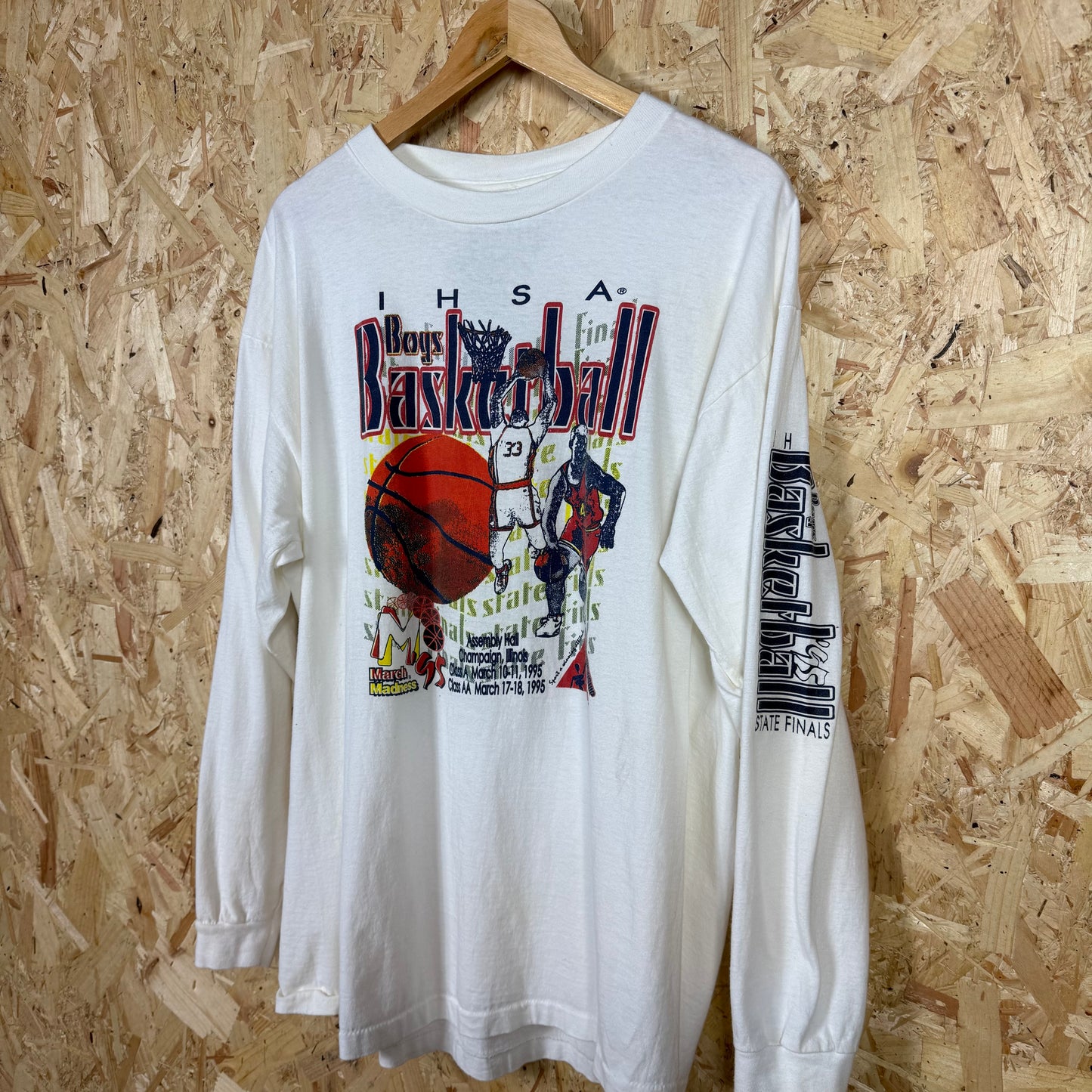 Ihsa Boys Basketball State Finals White Graphic Long Sleeve T-Shirt Size XL