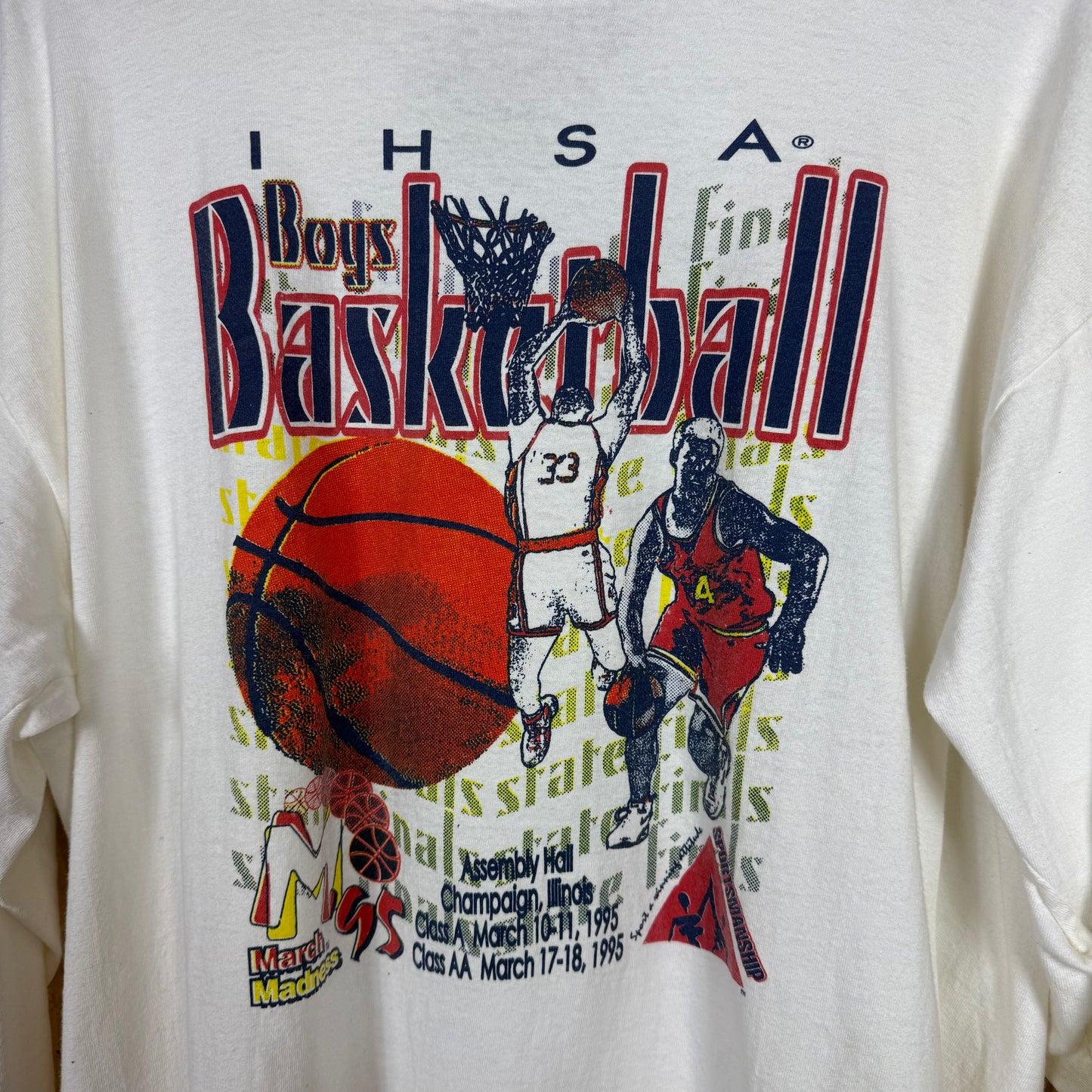 Ihsa Boys Basketball State Finals White Graphic Long Sleeve T-Shirt Size XL
