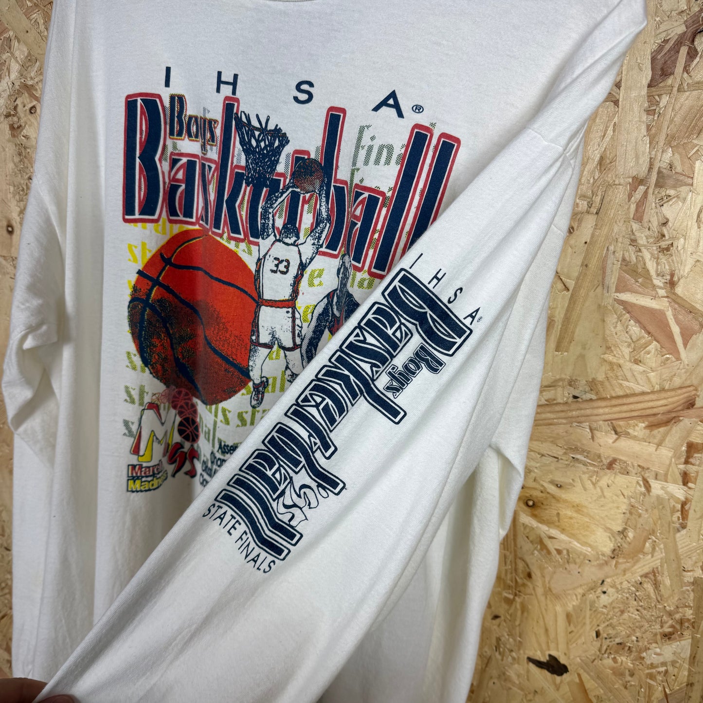 Ihsa Boys Basketball State Finals White Graphic Long Sleeve T-Shirt Size XL