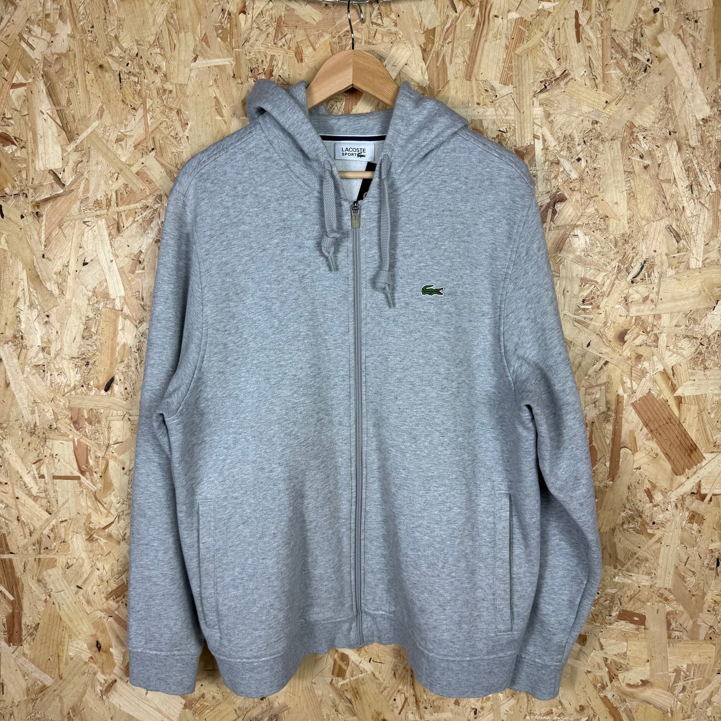 Lacoste Sport Grey Zip Up Hoodie Size XL
