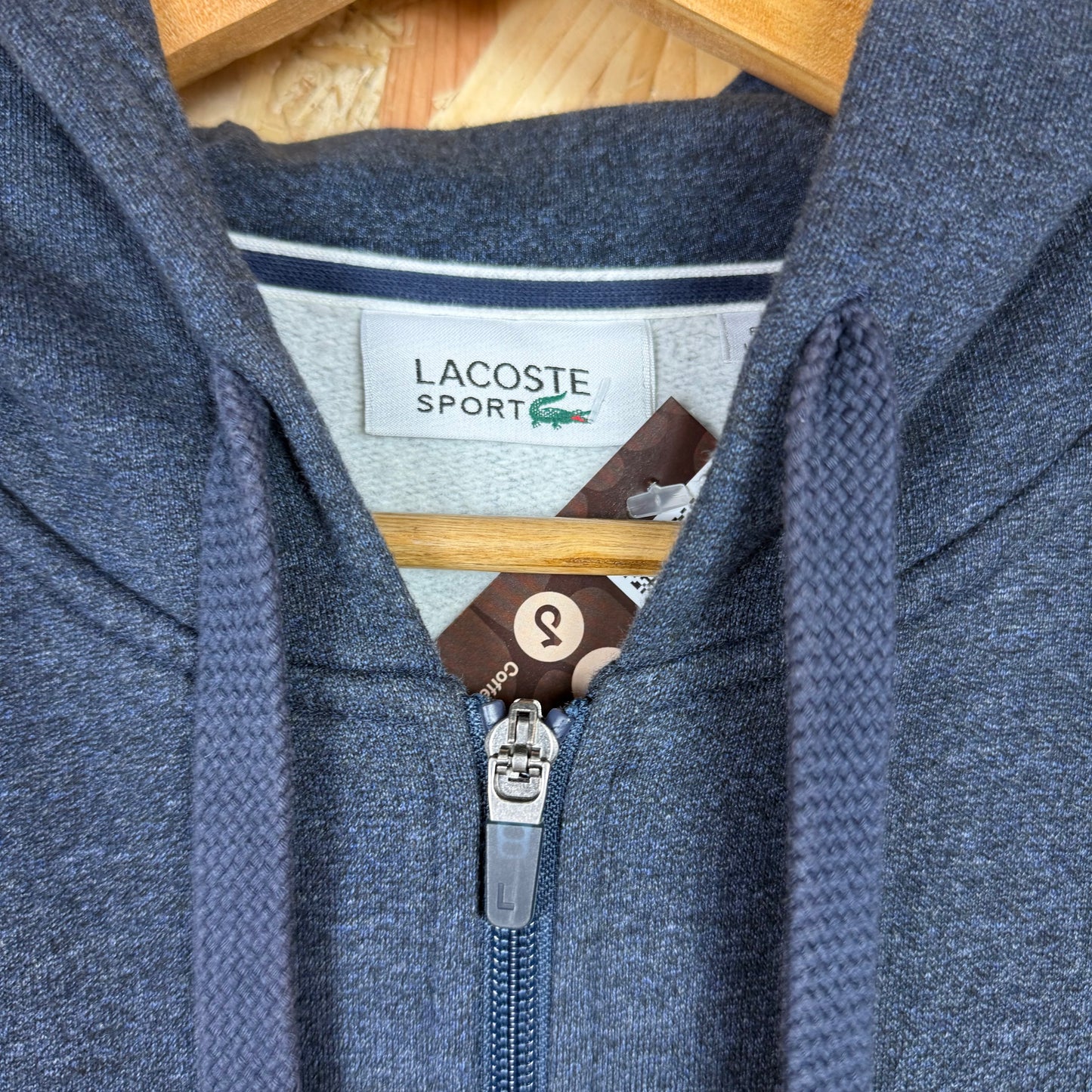 Lacoste Sport Blue Zip Up Hoodie Size XL