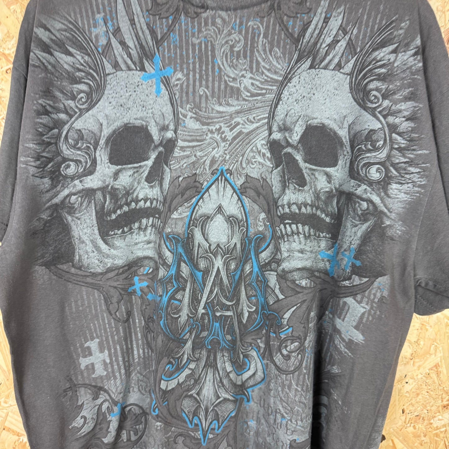 Mma Elite Y2K Grey Skull T-Shirt Size XL